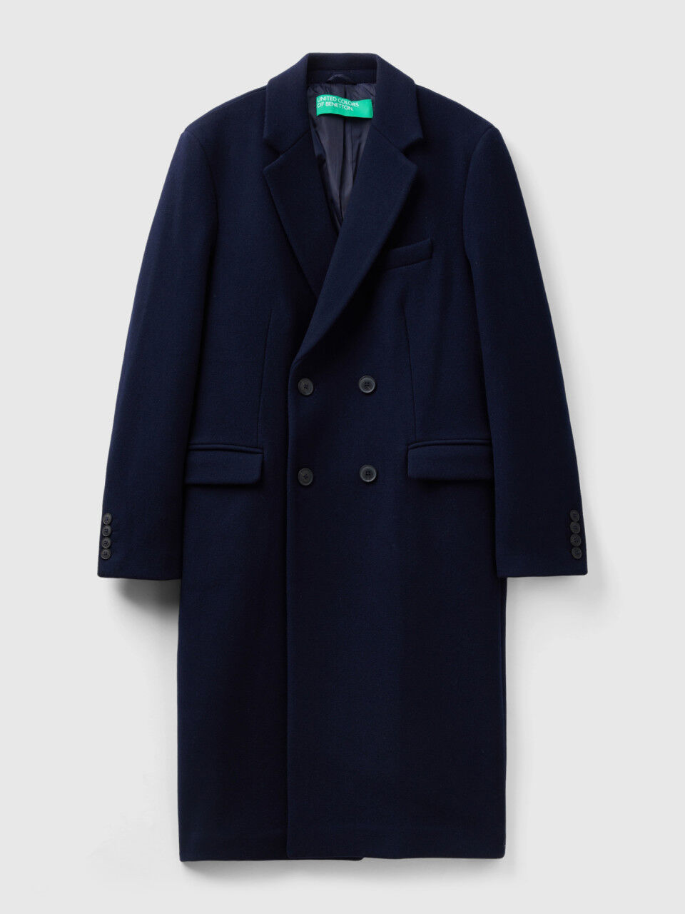 Double breasted slim fit coat Dark Blue Benetton