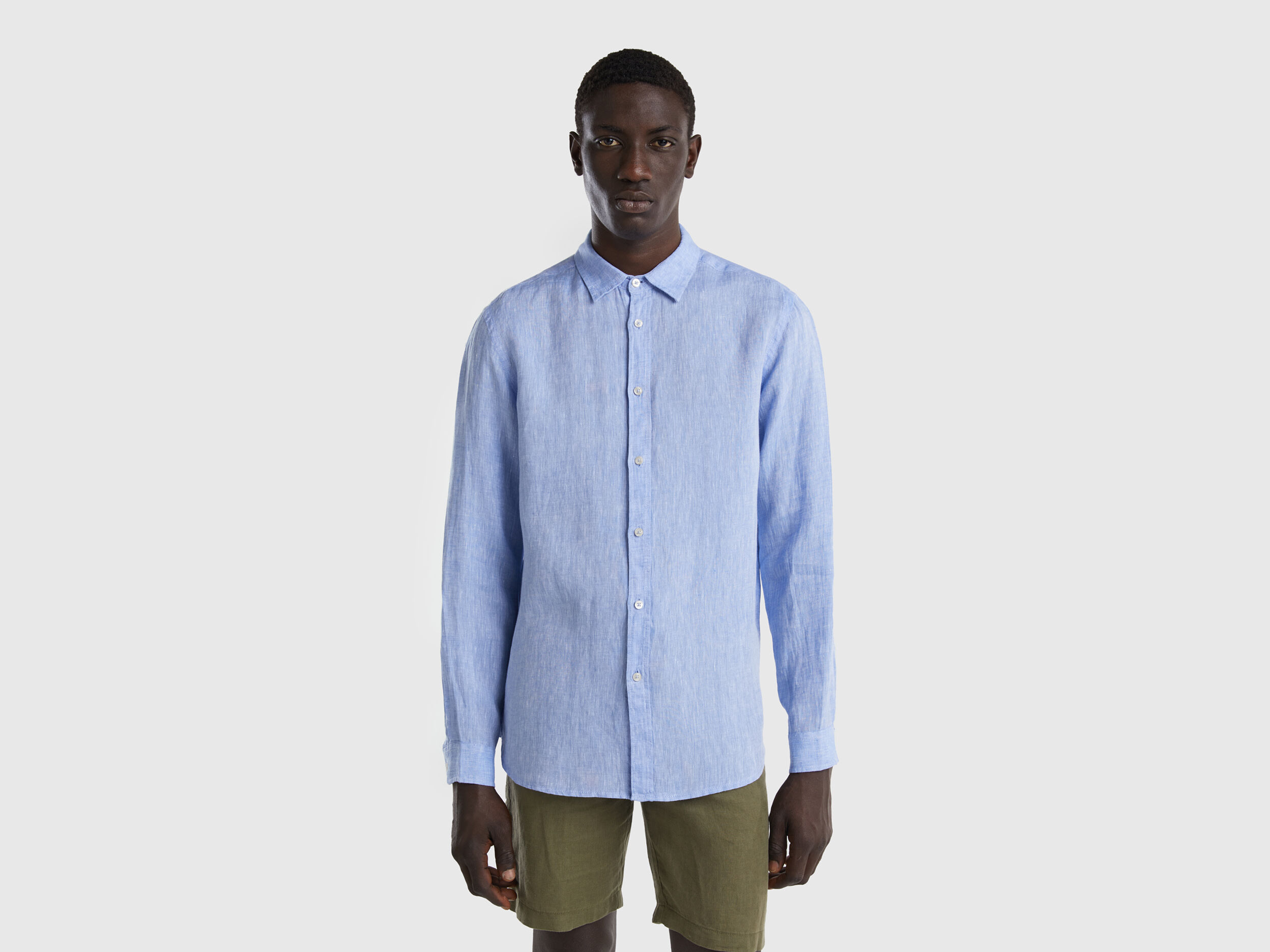 Pale blue linen shirt online