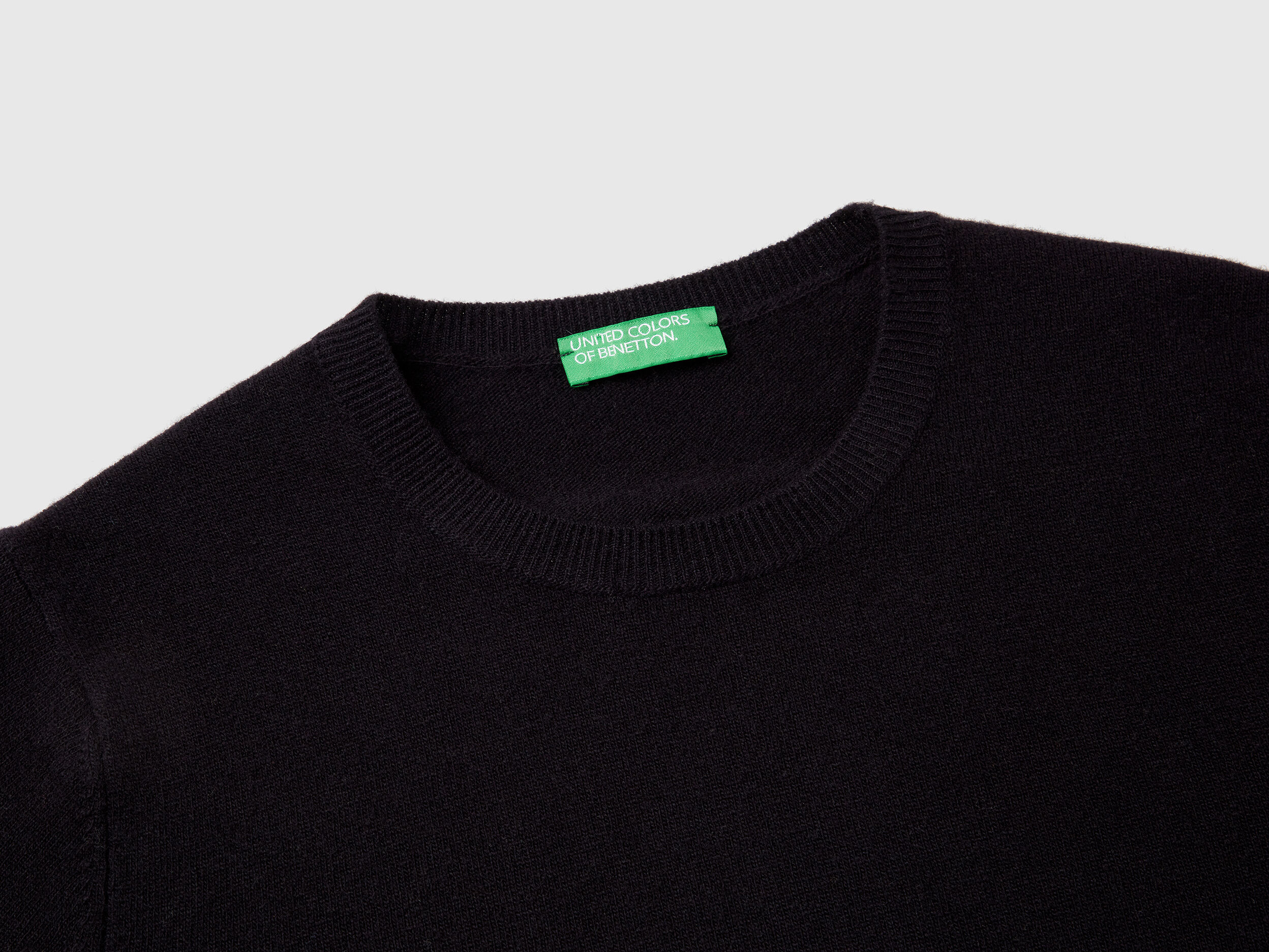 初売り初売り - wool Merino in sweater neck crew Black Black Benetton | トップス