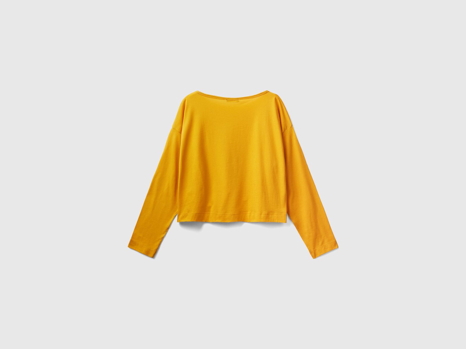 Yellow ochre long fiber cotton t-shirt - Yellow | Benetton | T-Shirts