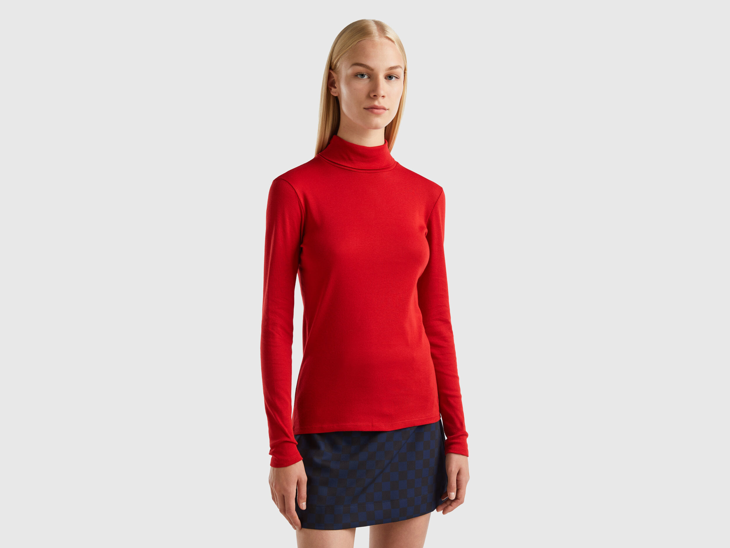 Red high neck sale t shirt