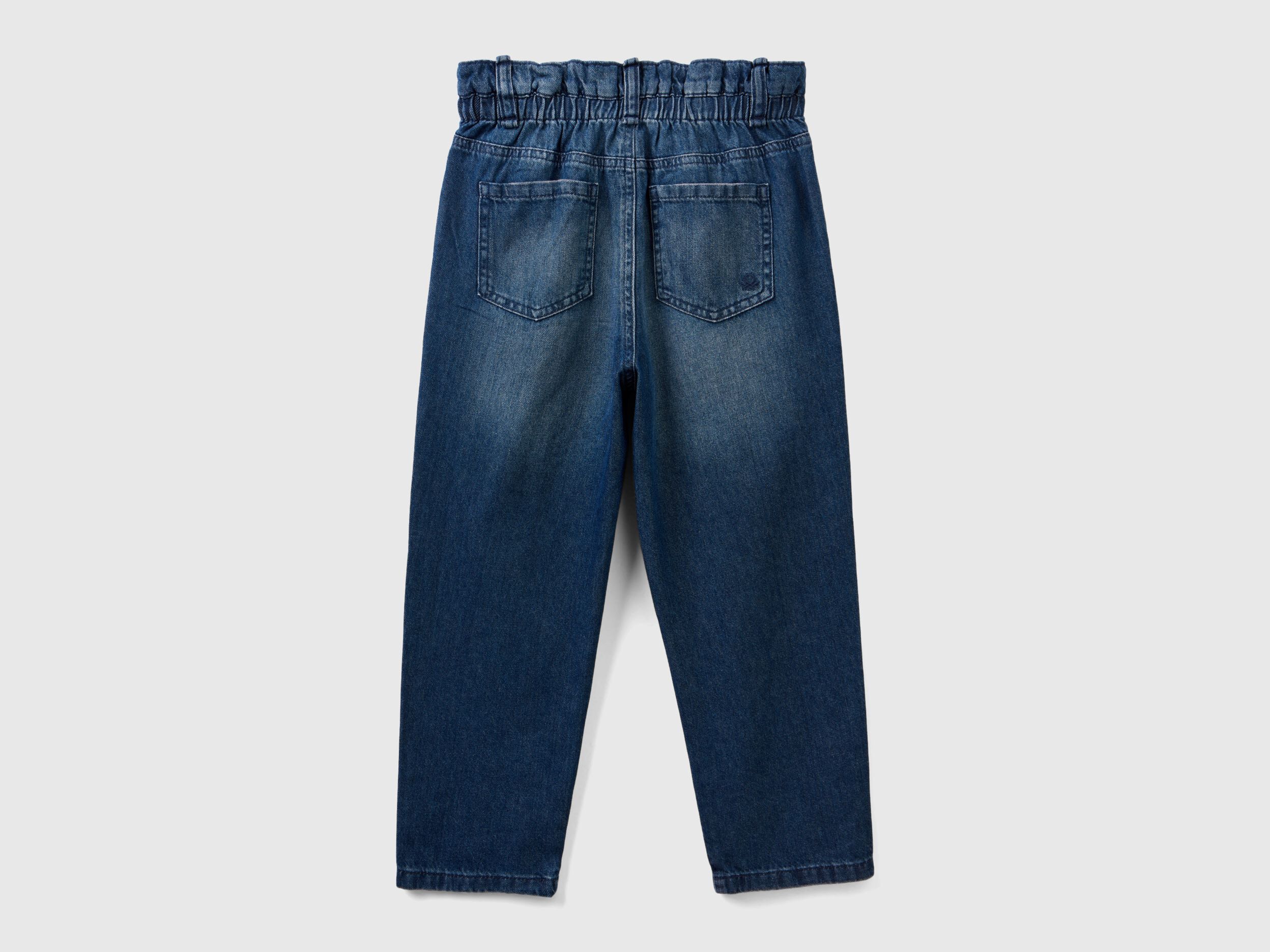 Paperbag jeans in 100 cotton Dark Blue Benetton