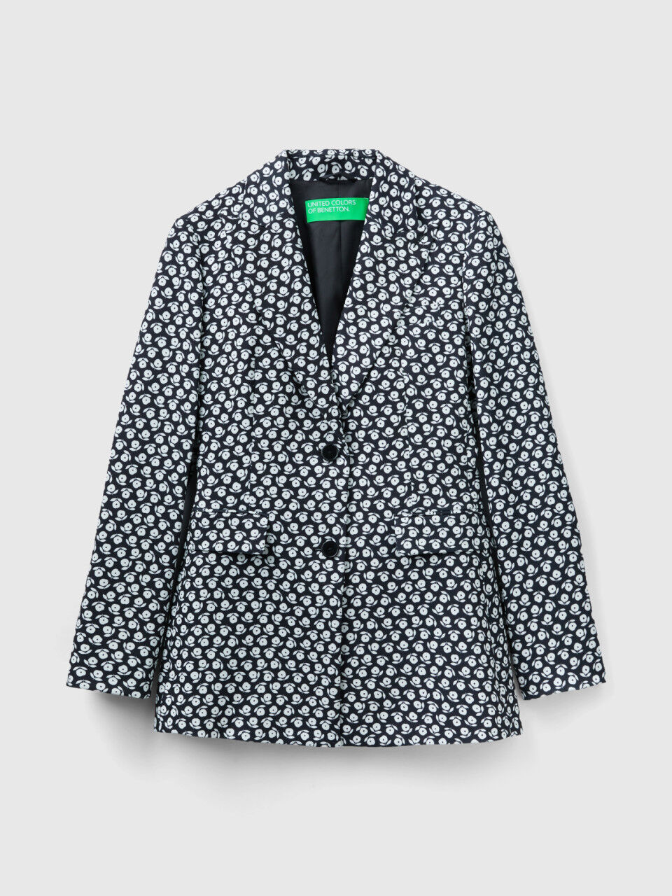 Jacket with flower print Black Benetton