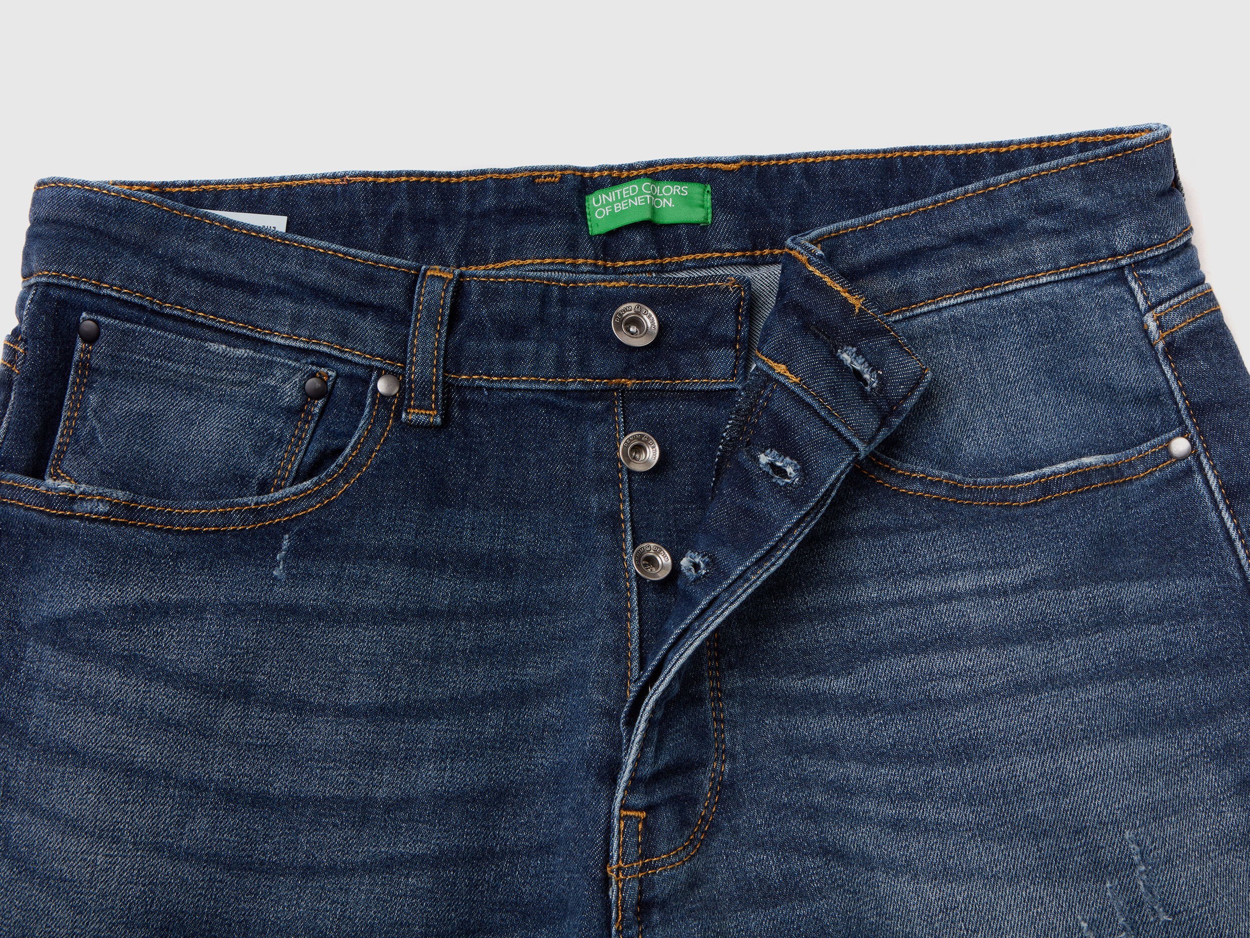 Five-pocket slim fit jeans - Blue | Benetton