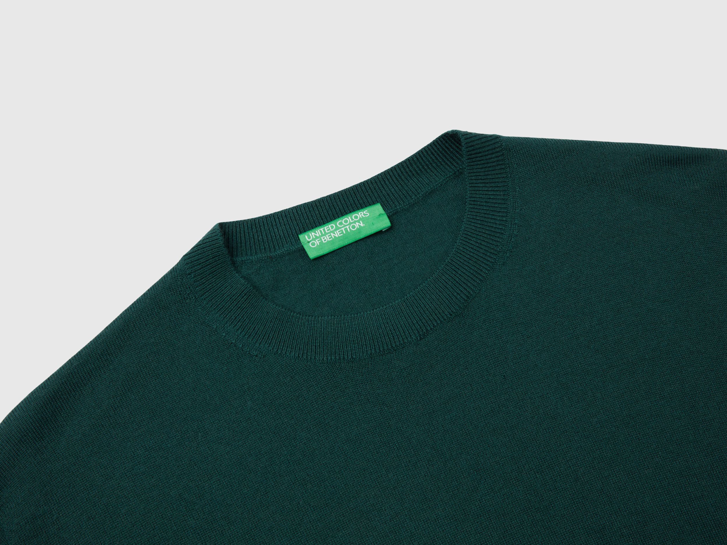 Dark green sweater in pure Merino wool