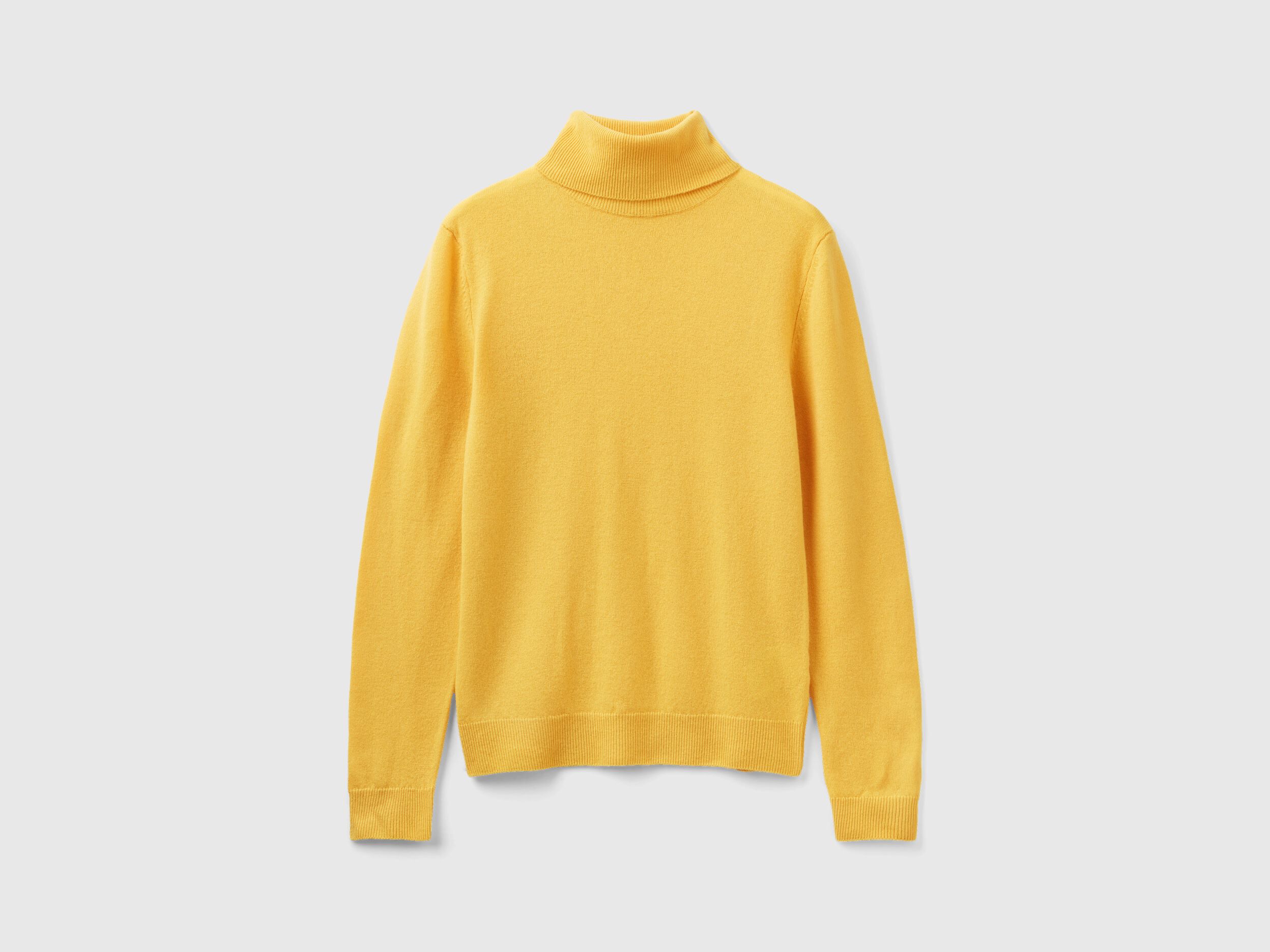 Yellow turtleneck in pure Merino wool Yellow Benetton