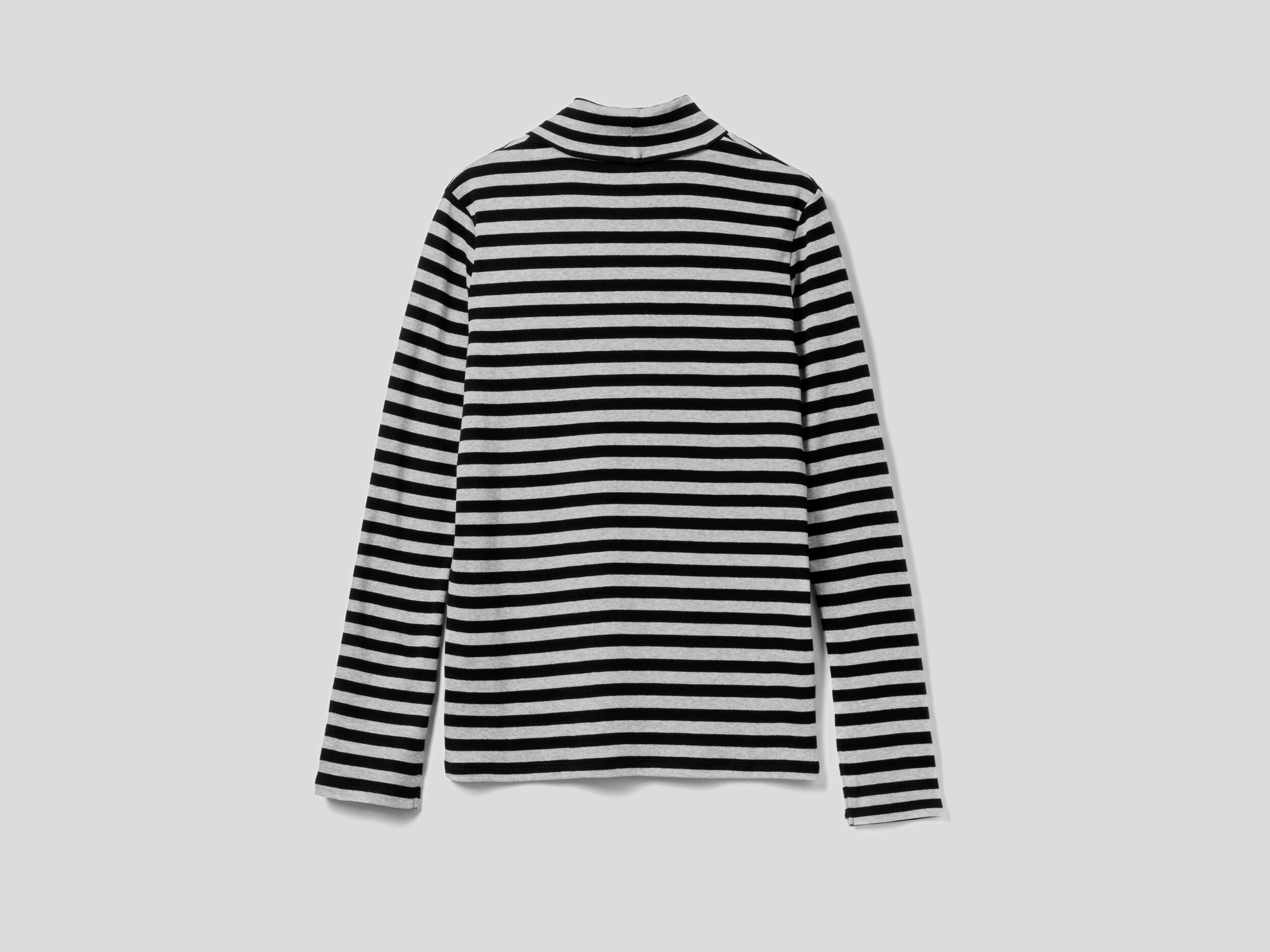 Striped turtleneck t shirt Black Benetton