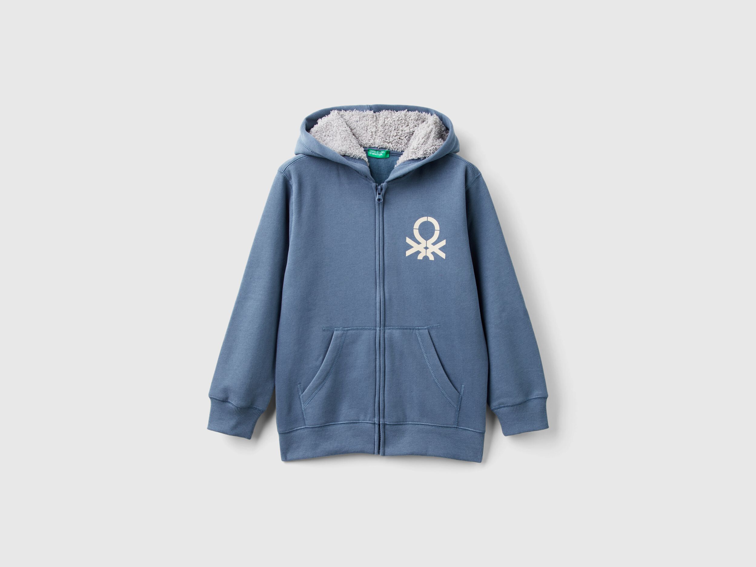 Benetton Sweatshirt with Lined Hood Air Force Blue Kids