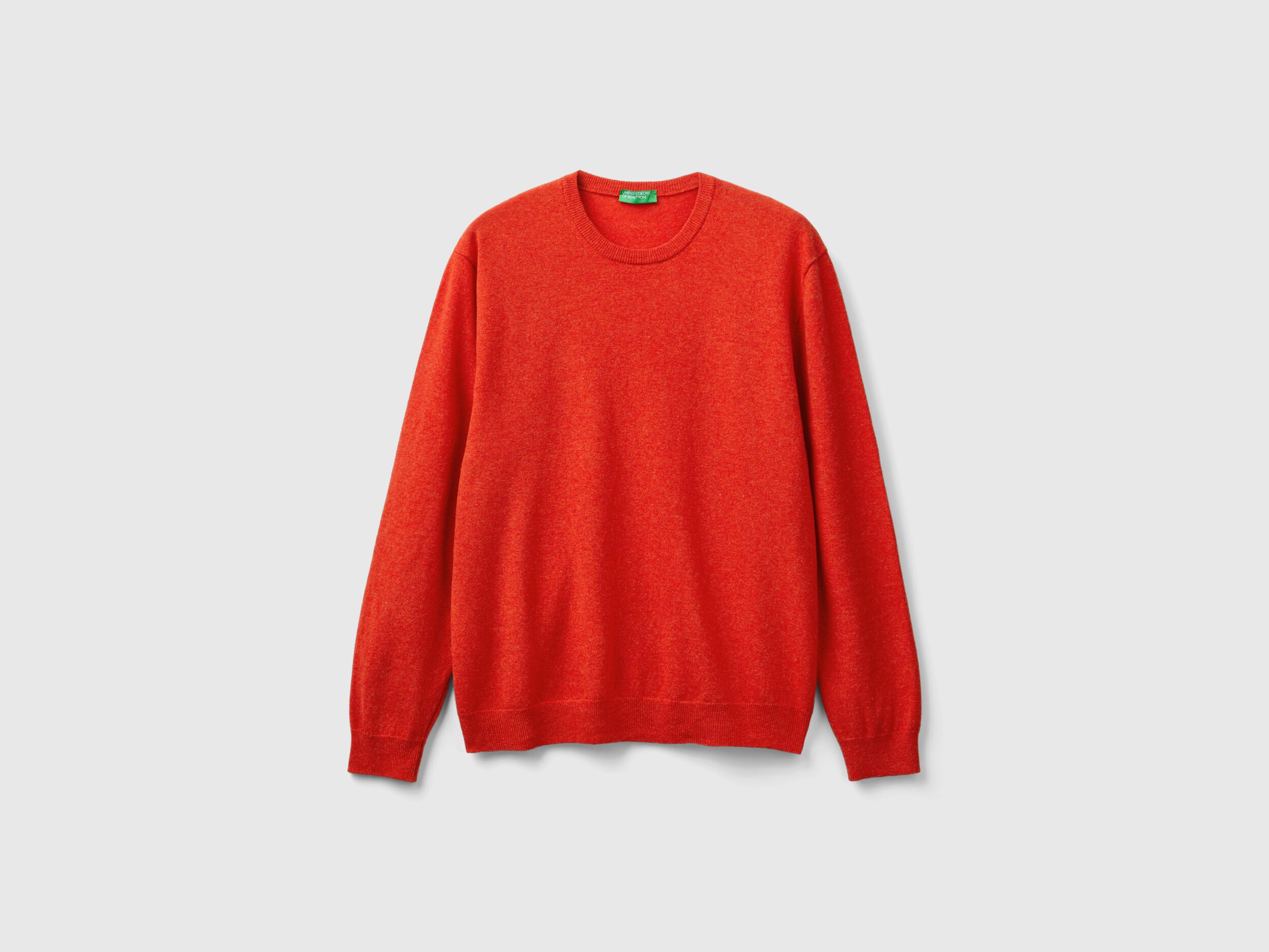 Marl orange crew neck sweater in pure Merino wool