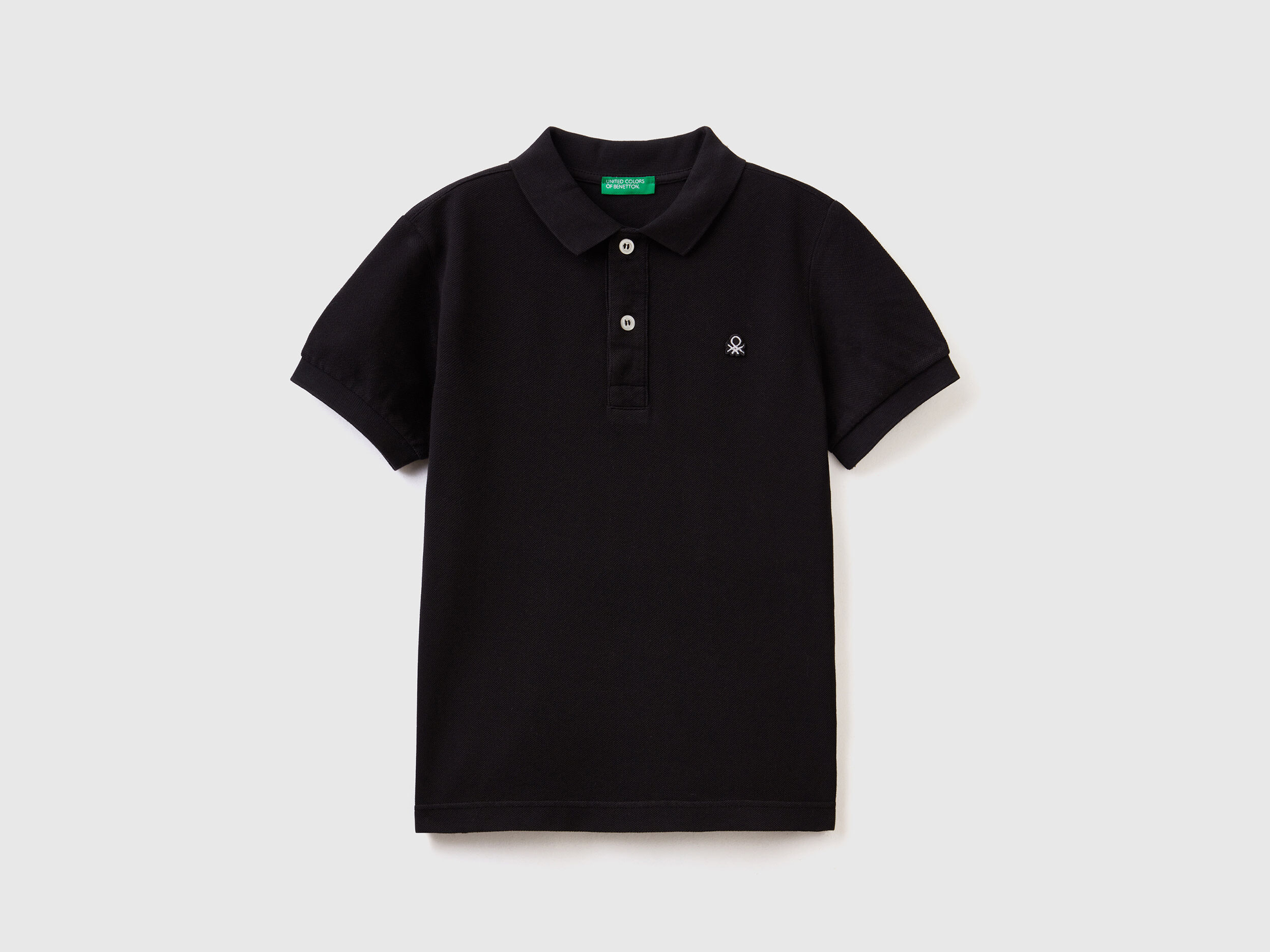 Slim fit polo in 100 organic cotton Black Benetton