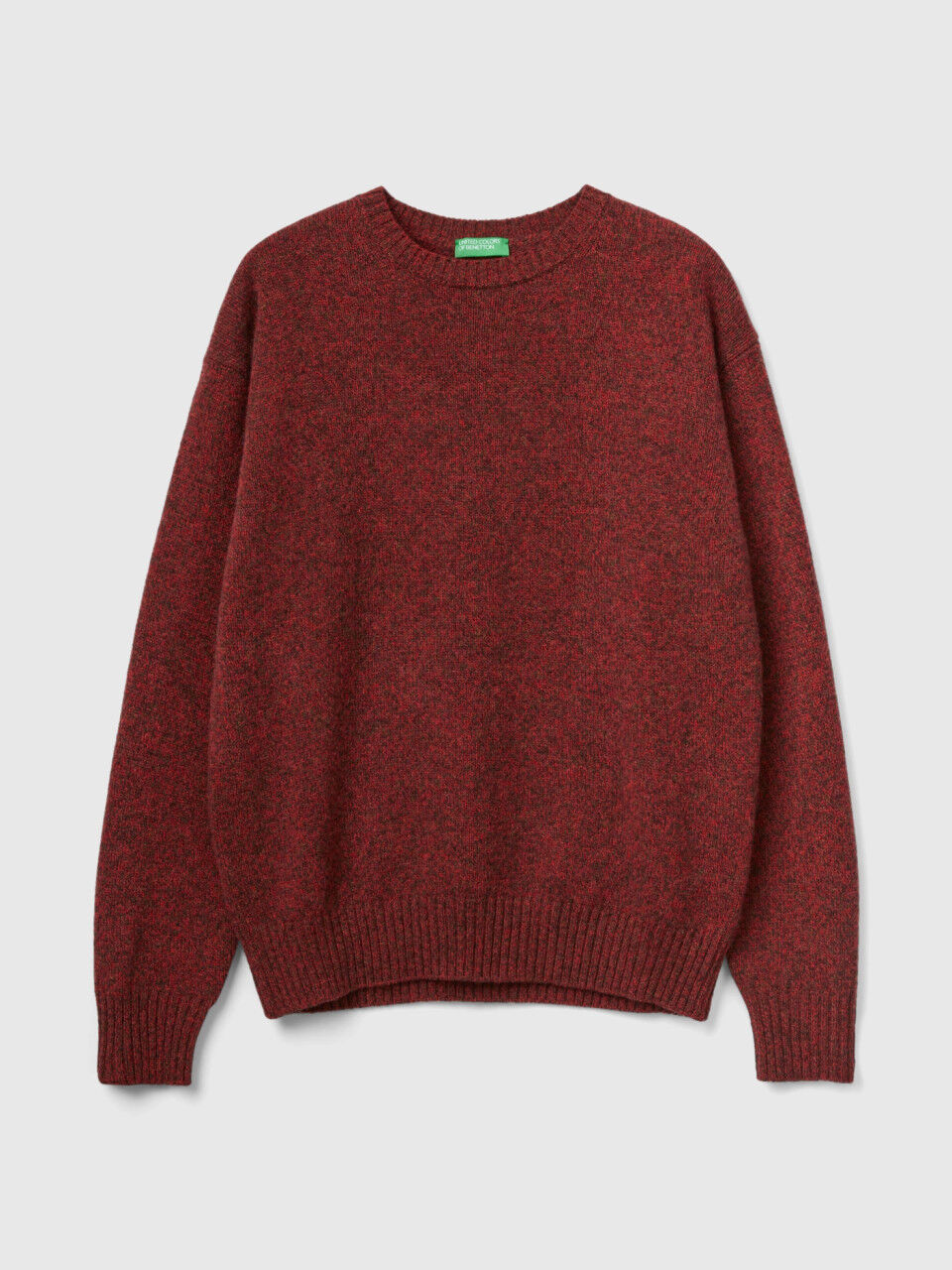 Crew neck sweater in pure Shetland wool Red Benetton