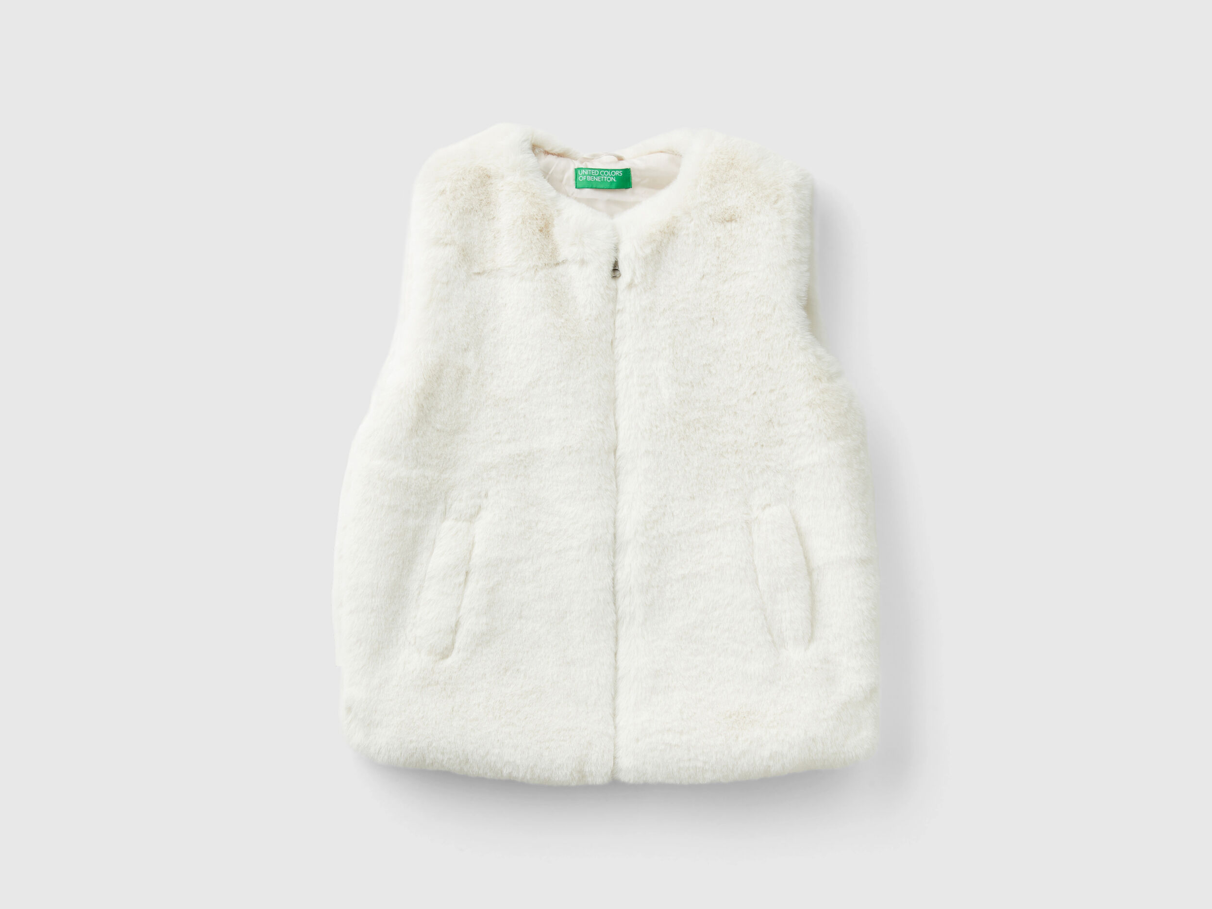 Benetton Faux Fur Vest Creamy White Kids