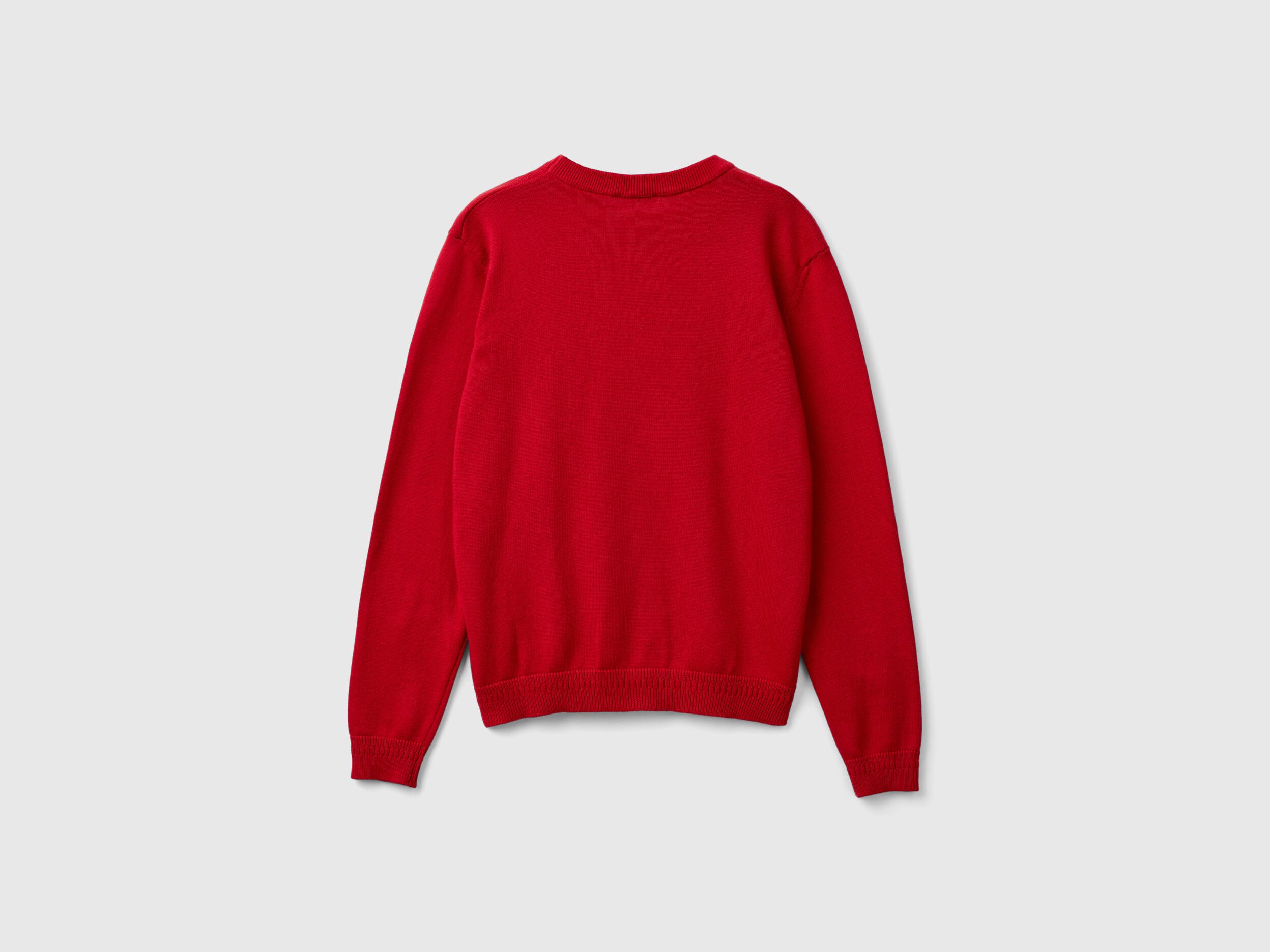 100 cotton crew neck sweater Red Benetton