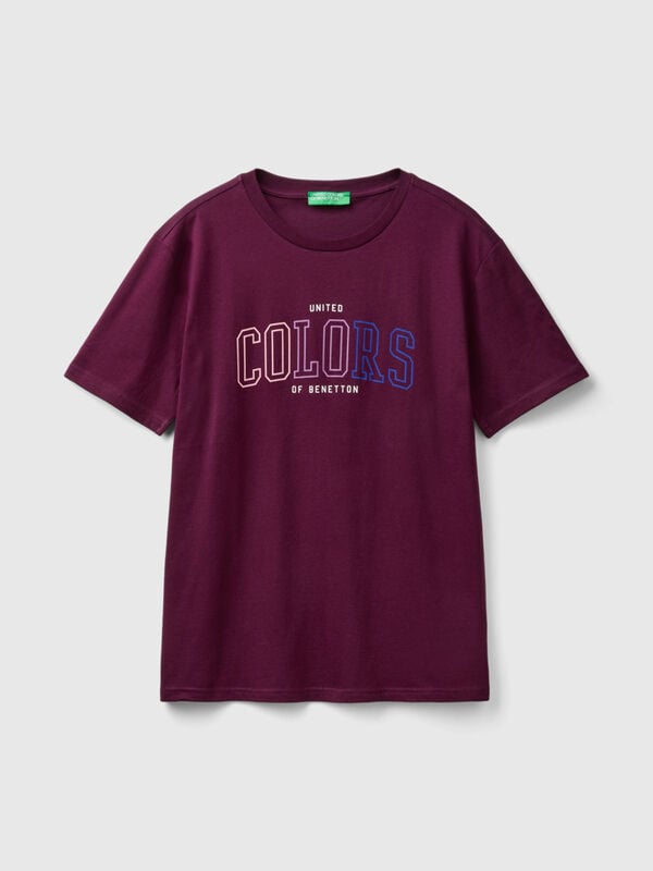 Plum organic cotton t-shirt with multicolor logo Men