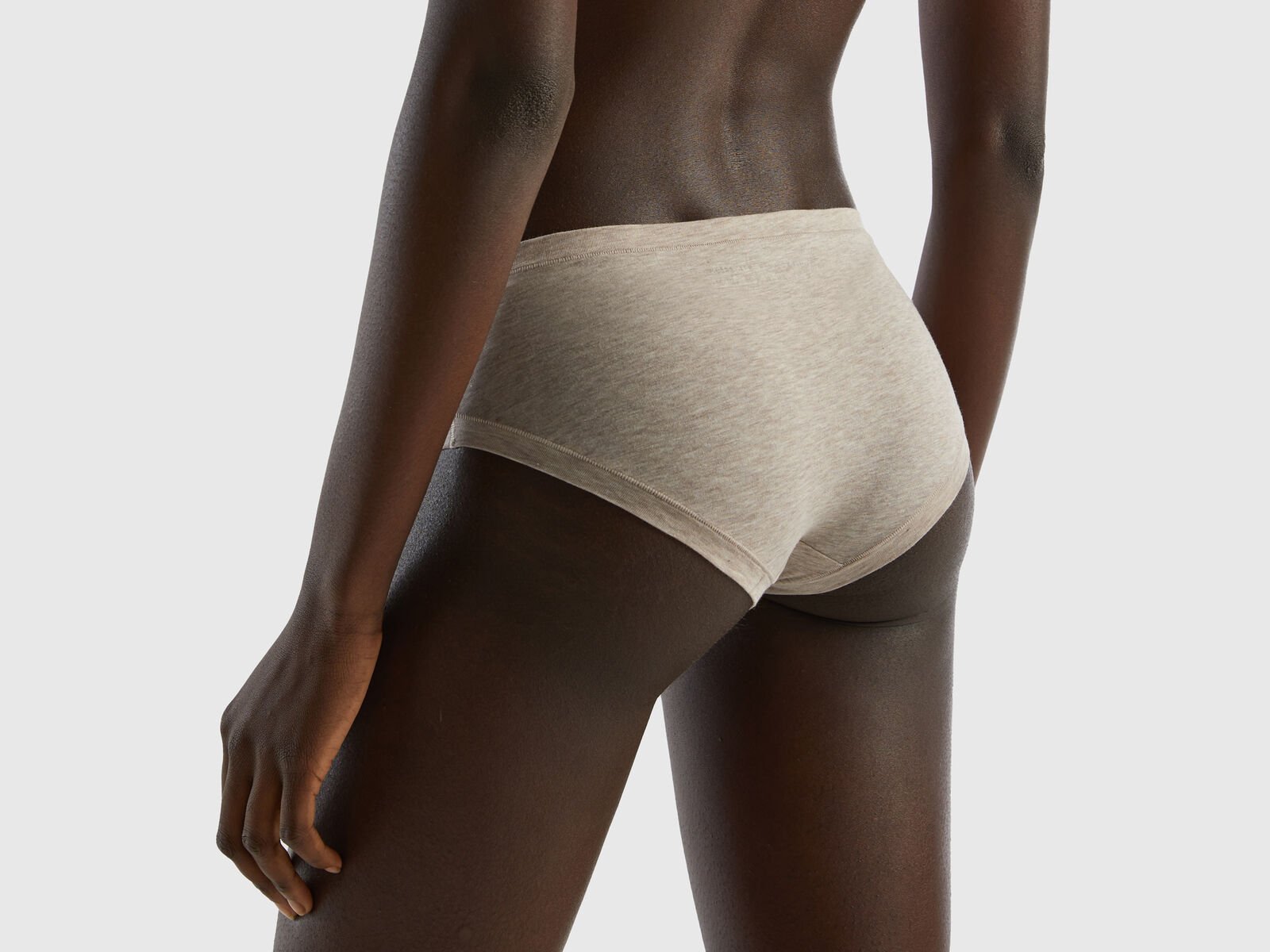 High-rise underwear in stretch organic cotton, Black - Benetton