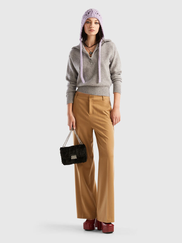 Wide flannel trousers