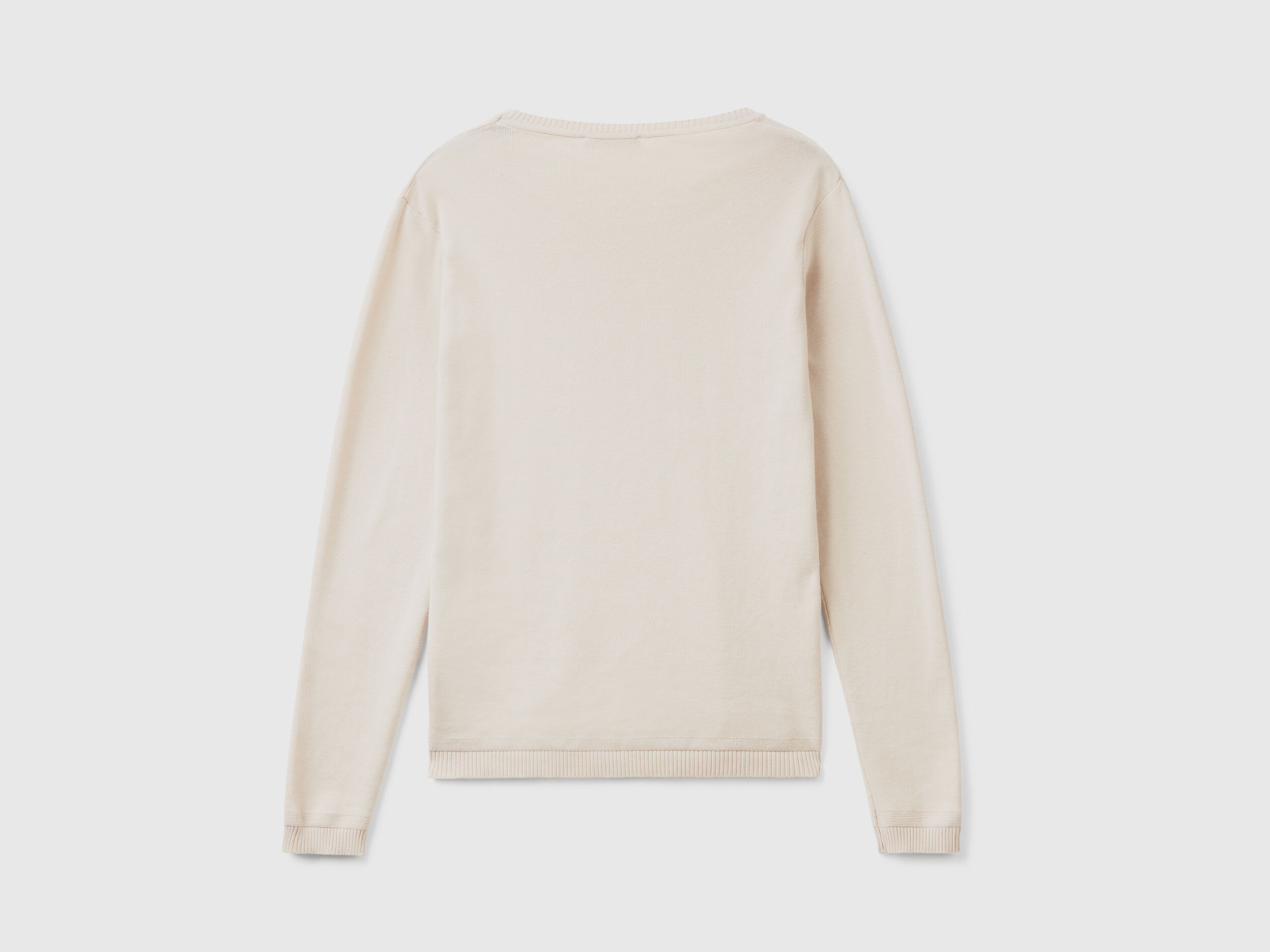 Benetton ecru on sale crew neck sweatshirt