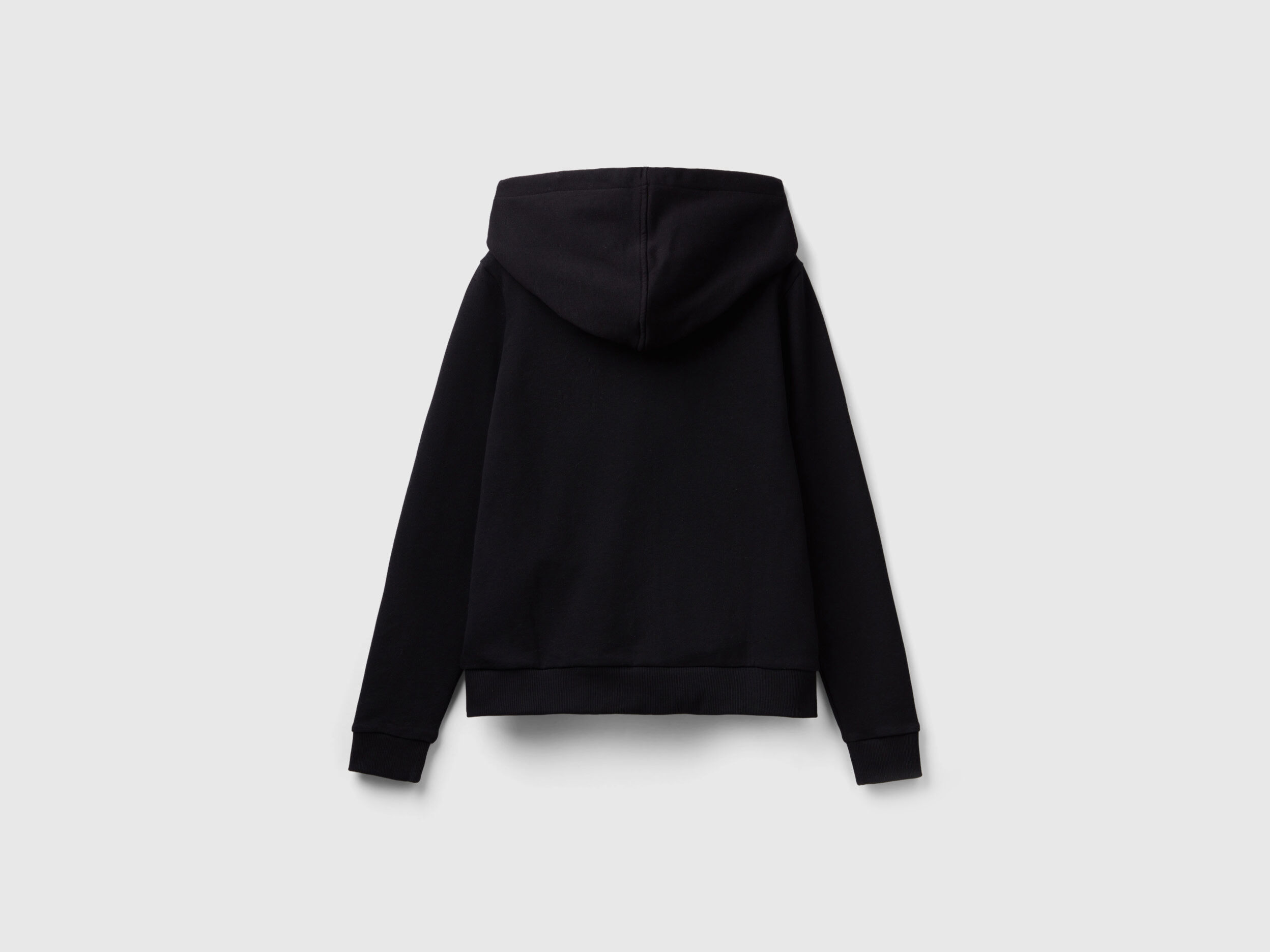 100 cotton sweatshirt with zip and hood Black Benetton