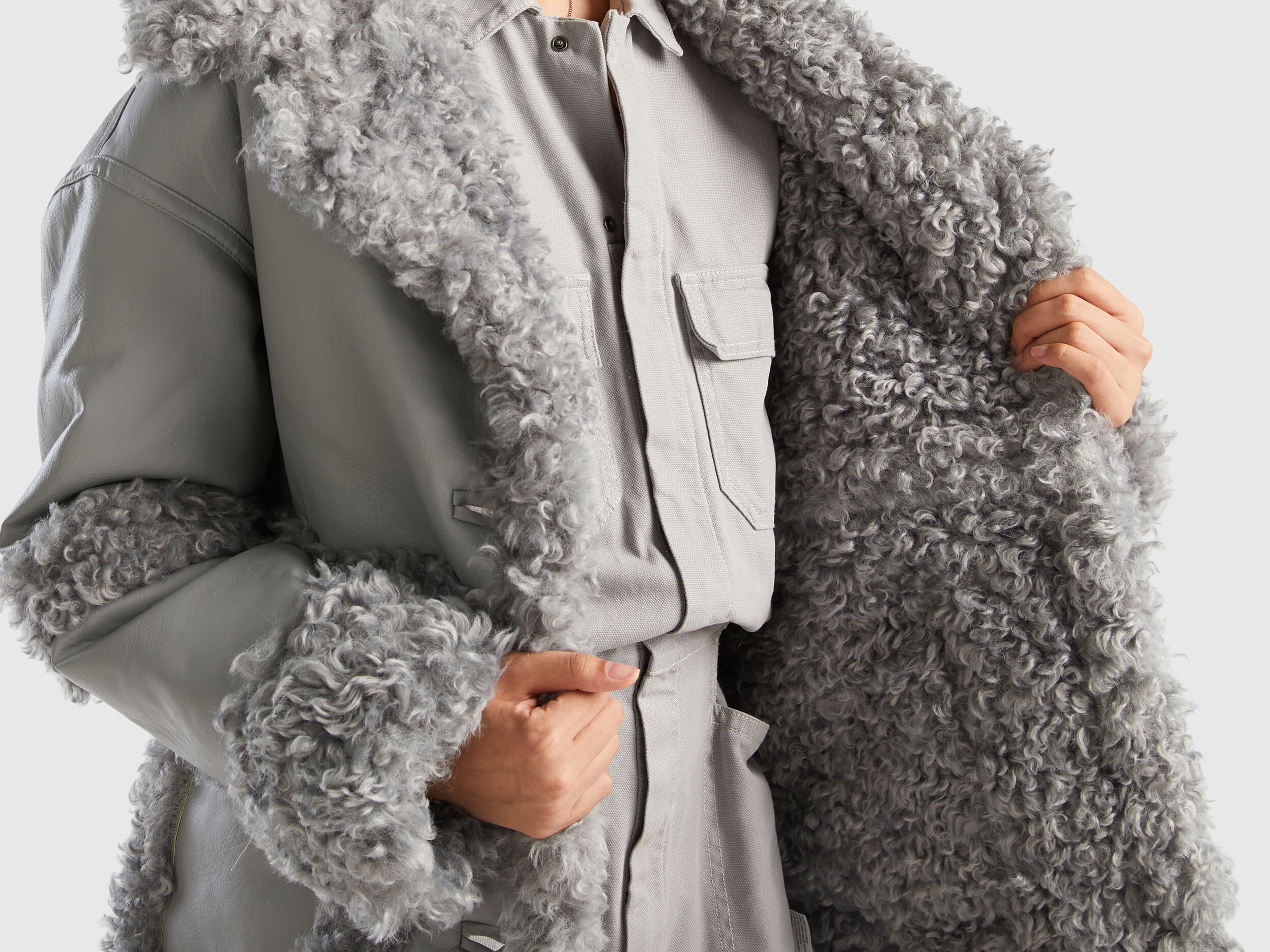 Benetton faux fur coat best sale