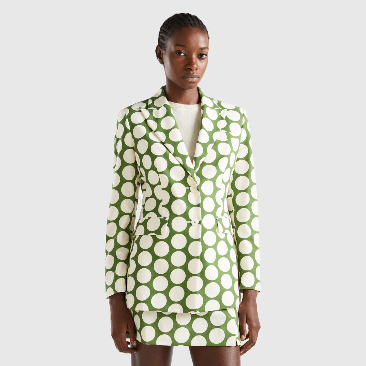 Polka dot dress with blazer discount