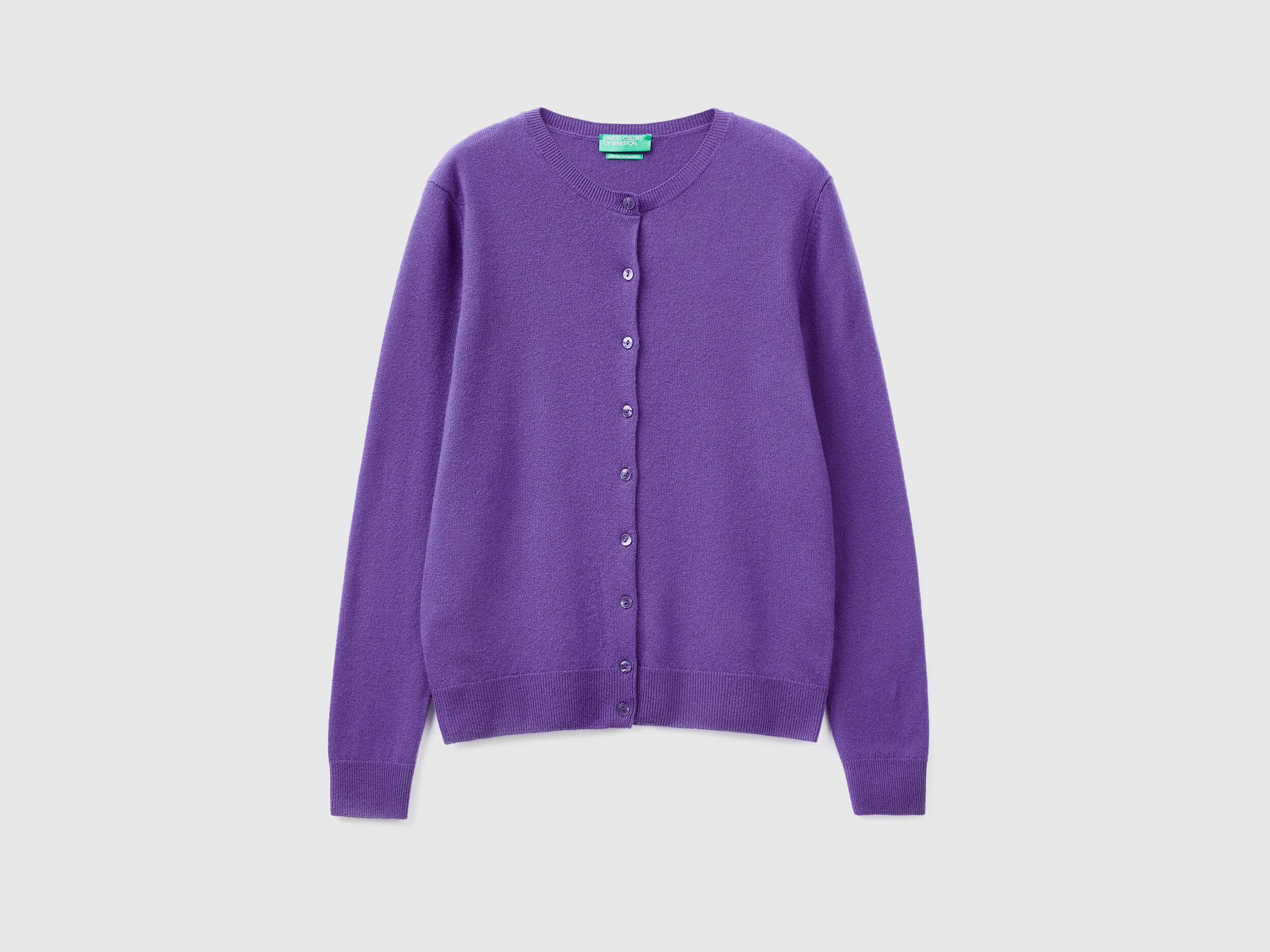 Violet crew neck cardigan in pure Merino wool