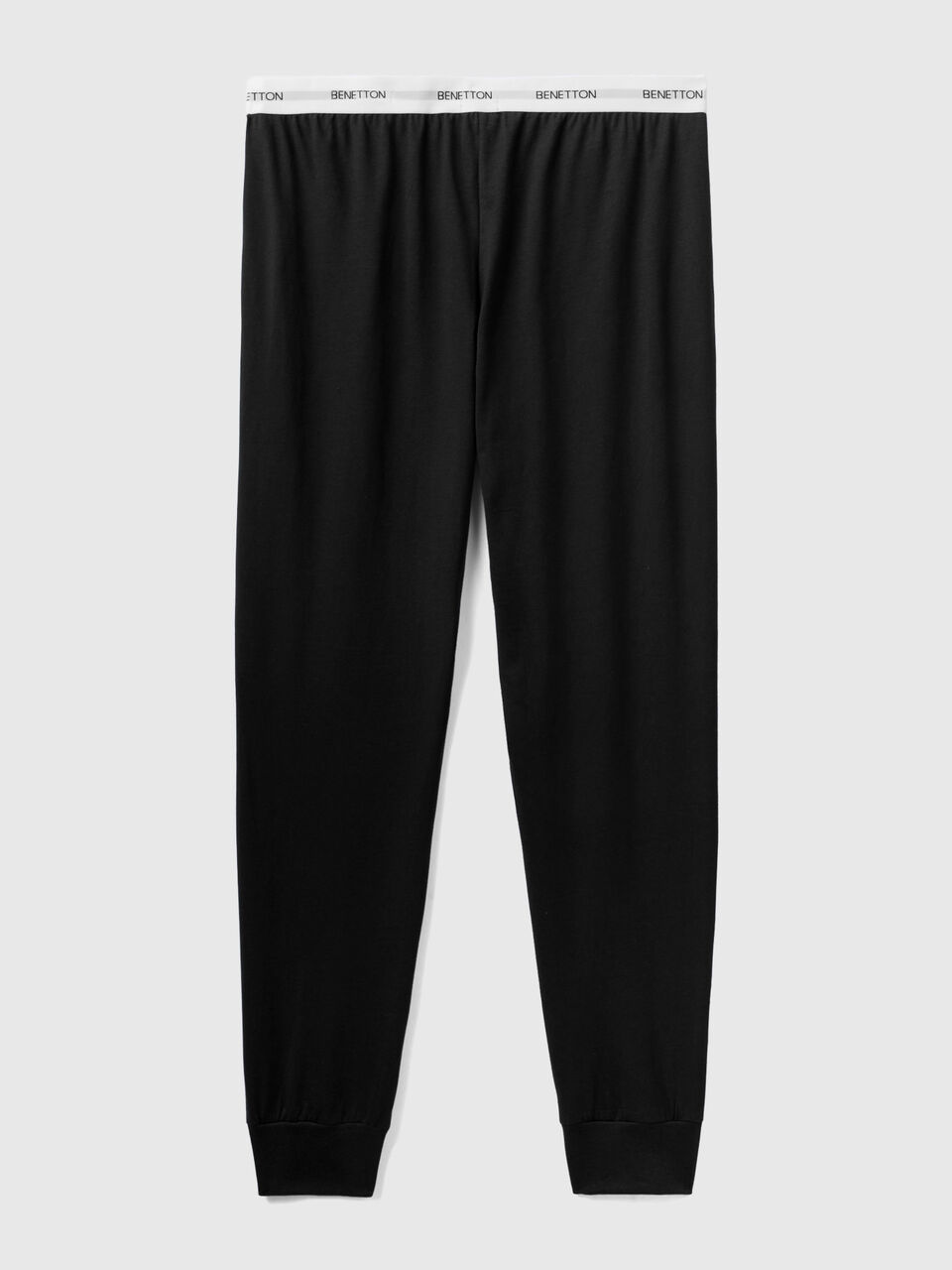 Trousers with elastic logo - Black | Benetton