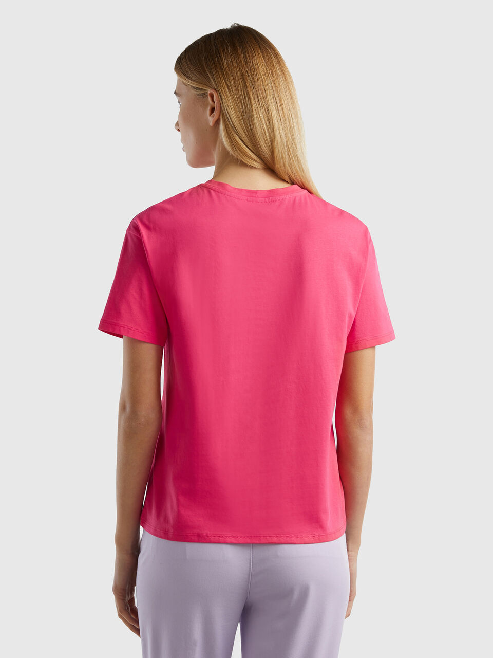 Short sleeve 100% cotton - Fuchsia t-shirt Benetton 