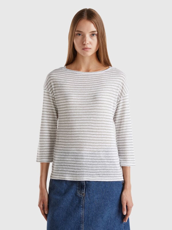 Striped t-shirt with 3/4 sleeves Women