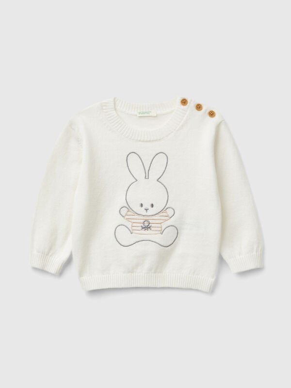 Sweater in wool blend with embroidery New Born (0-18 months)