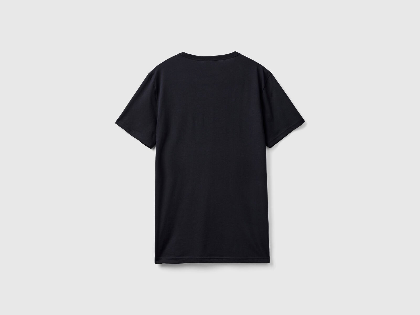 Black t-shirt in organic cotton with logo print - Black | Benetton
