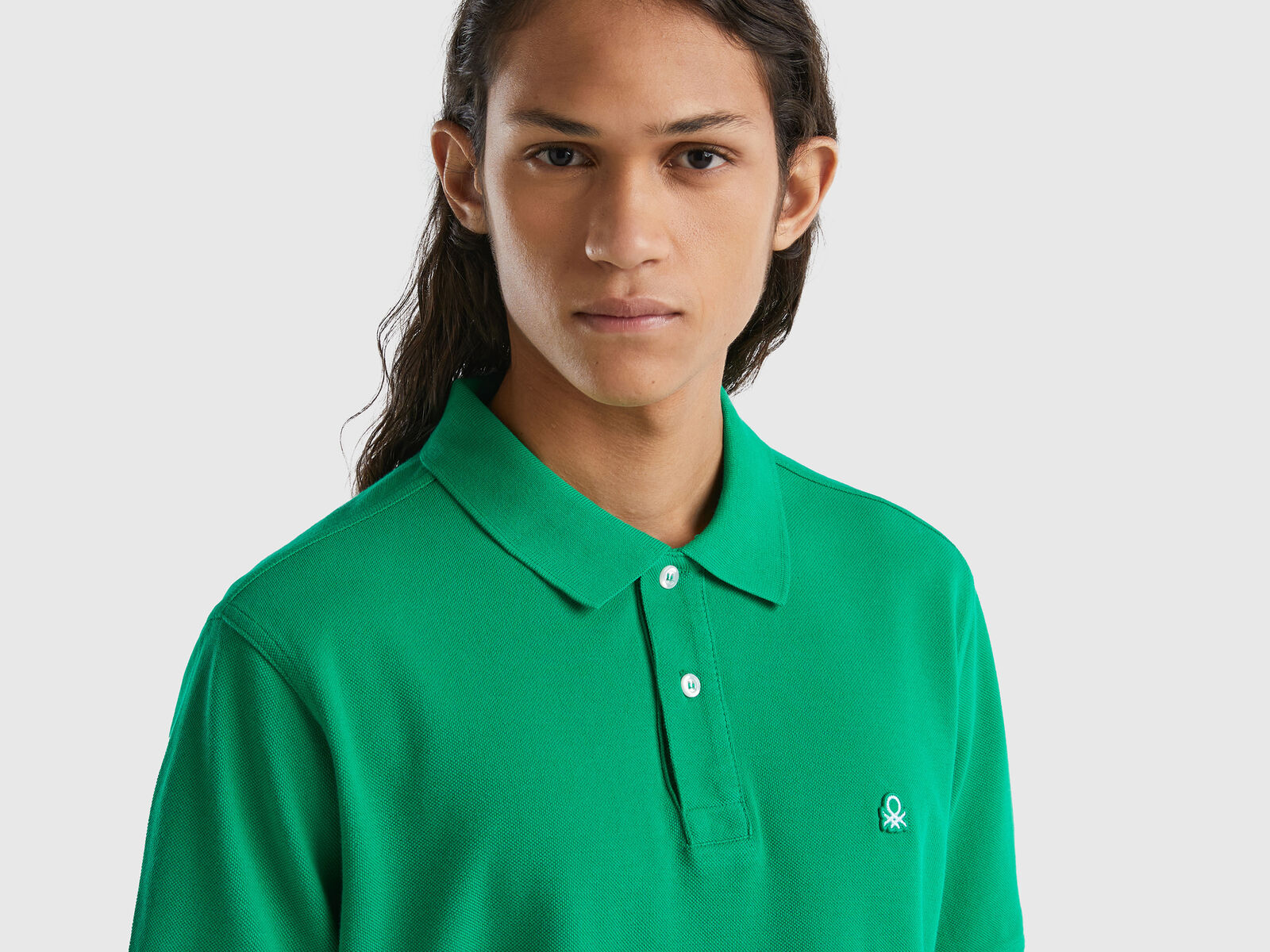 Green polo fit regular | Benetton Green -