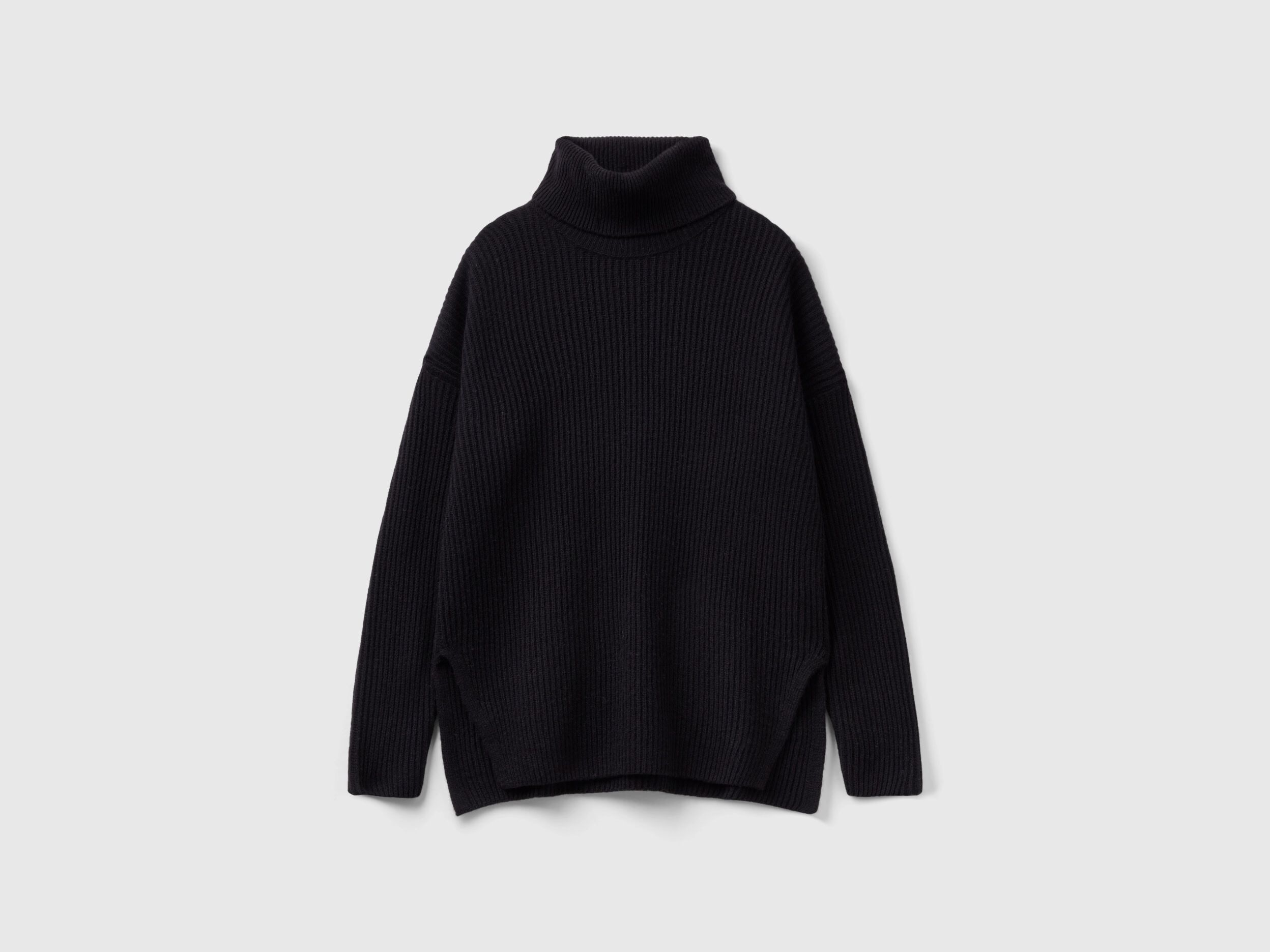 Turtleneck with wide collar Black Benetton