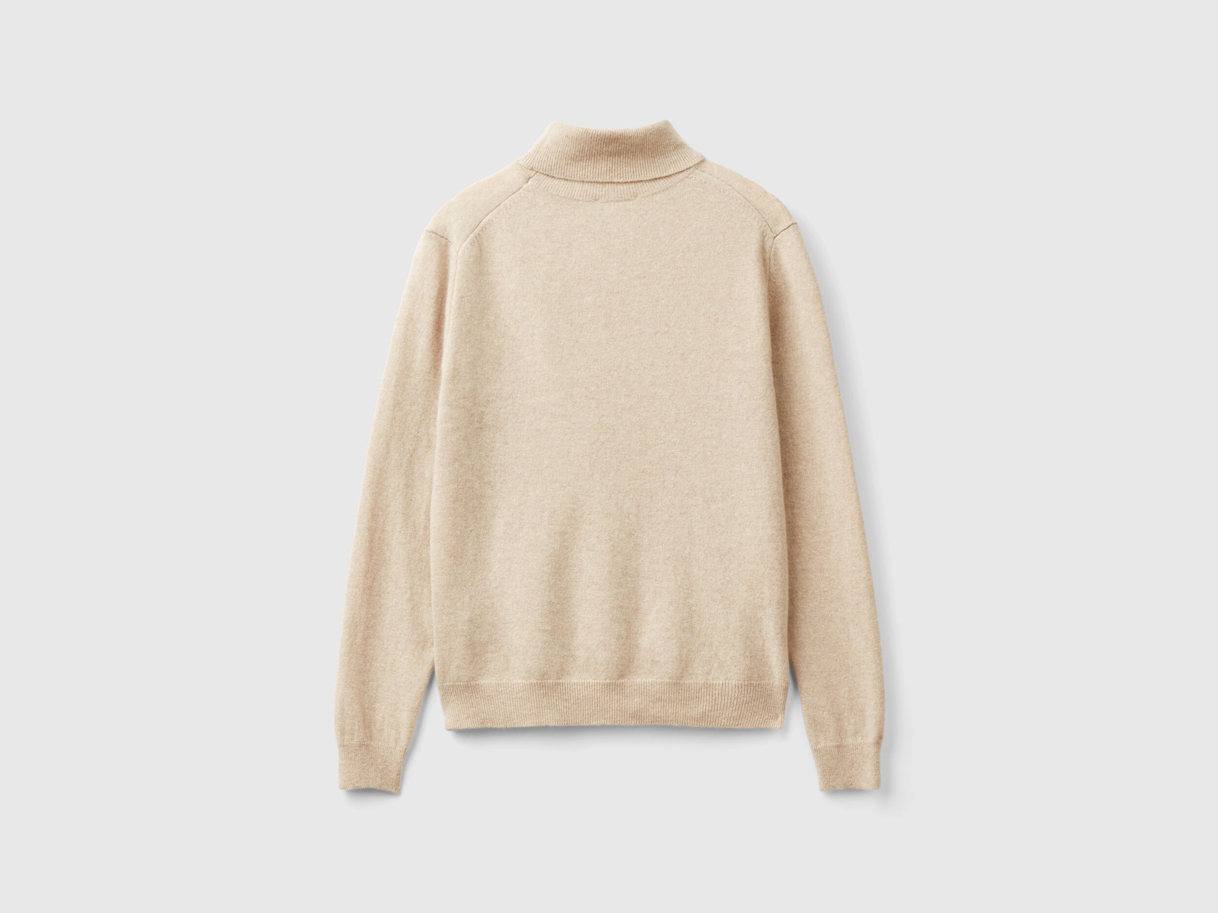 Beige turtleneck sweater in pure Merino wool Beige Benetton