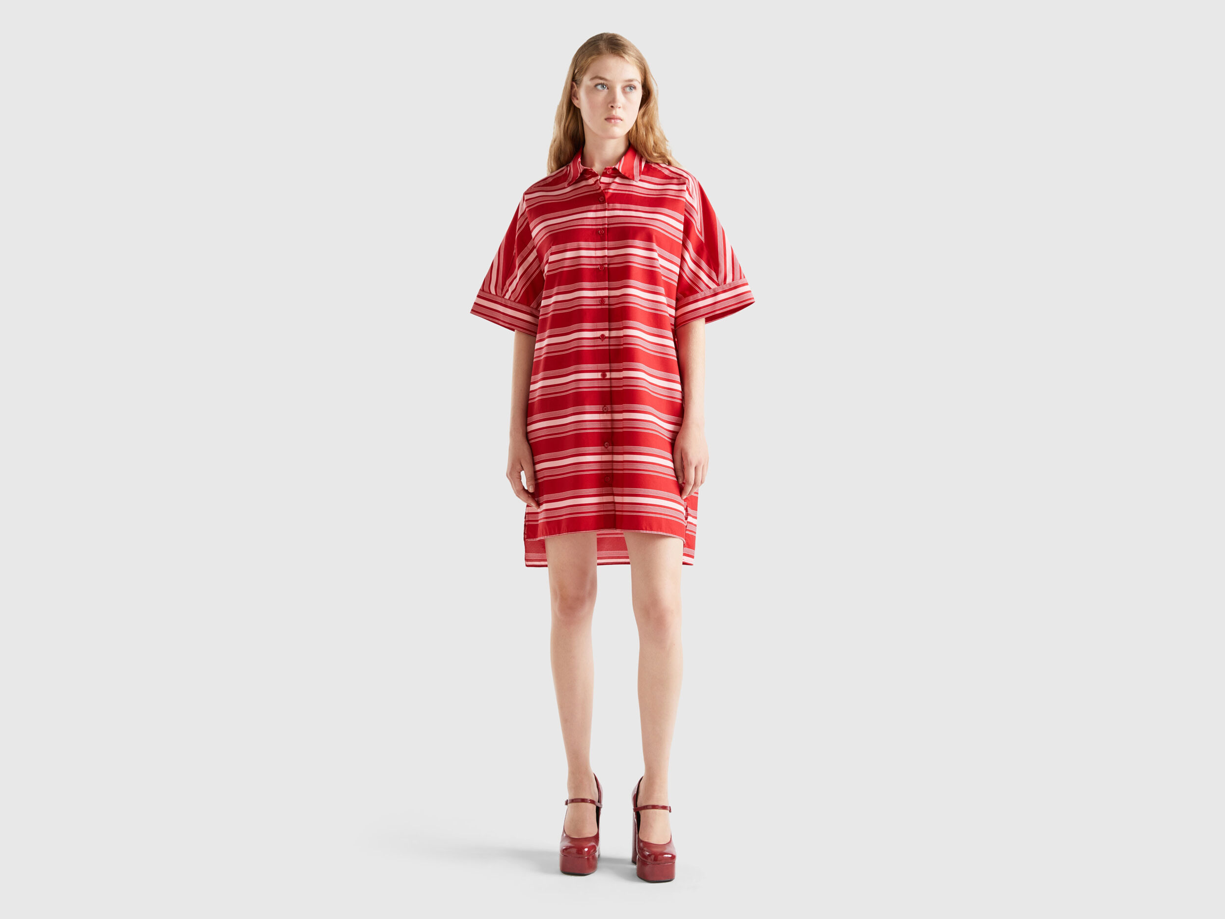 Striped shirt dress Red Benetton