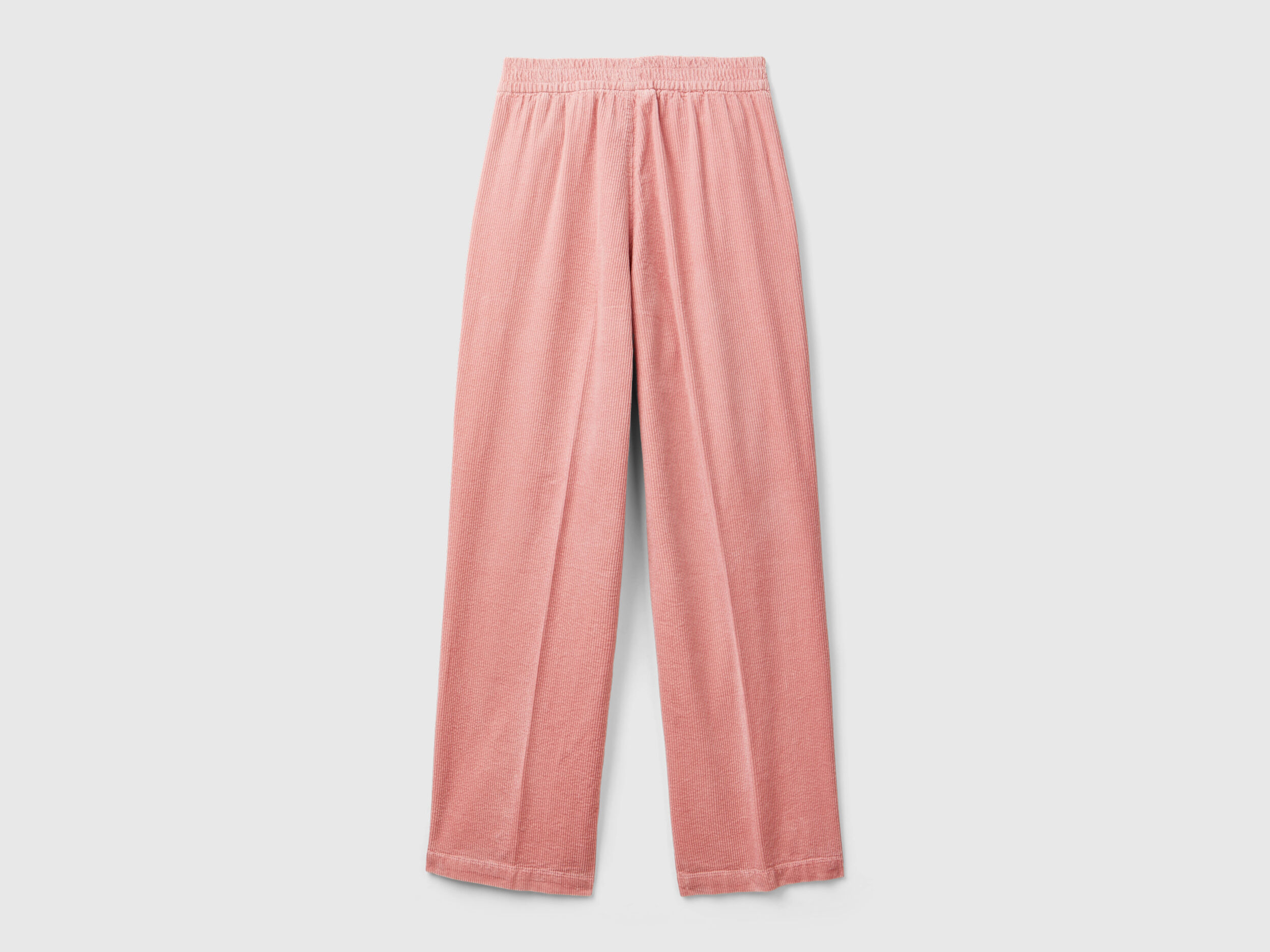 Wide velvet trousers - Pink | Benetton