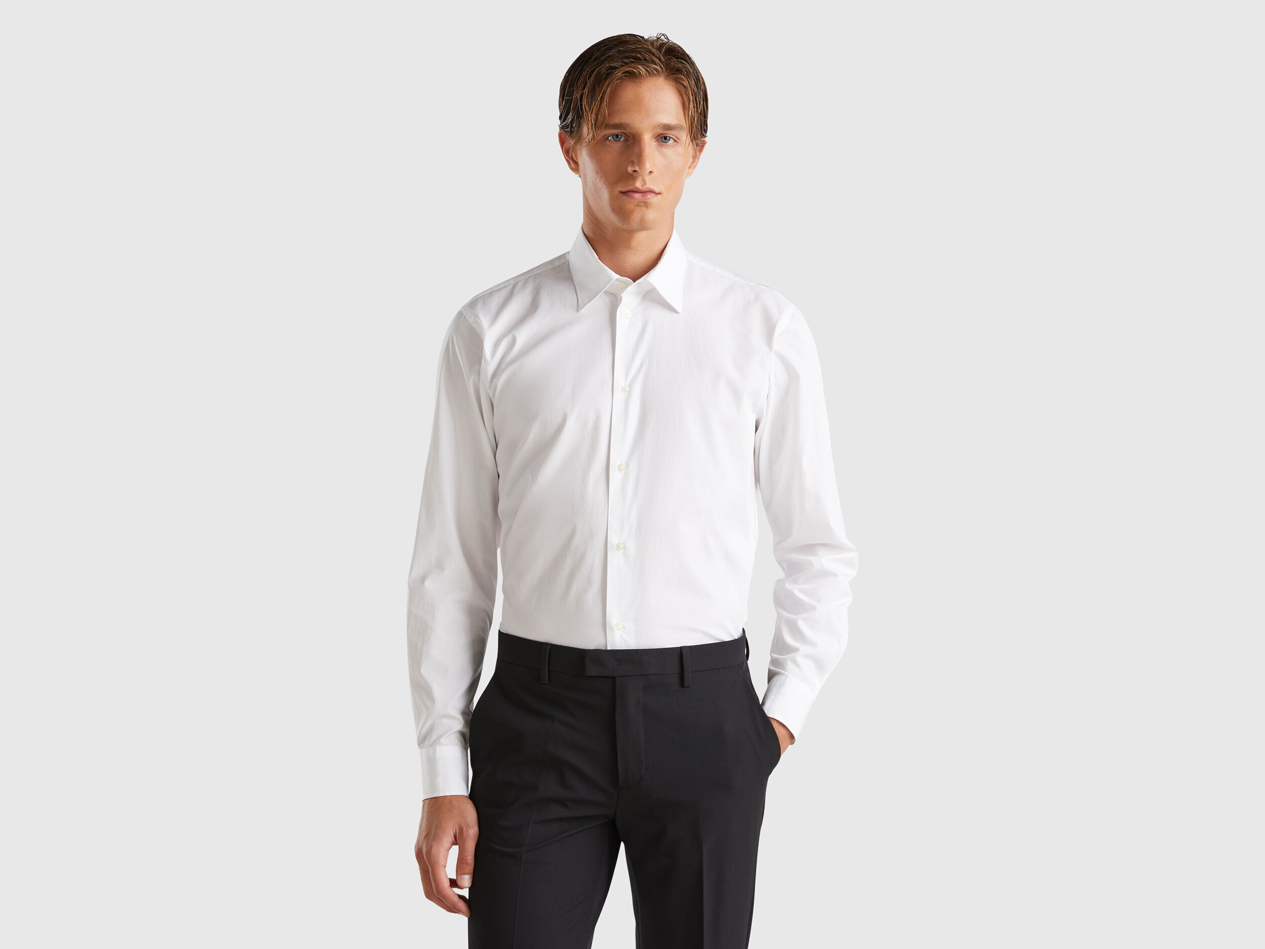 Camisa blanca en algodon bio Blanco Benetton