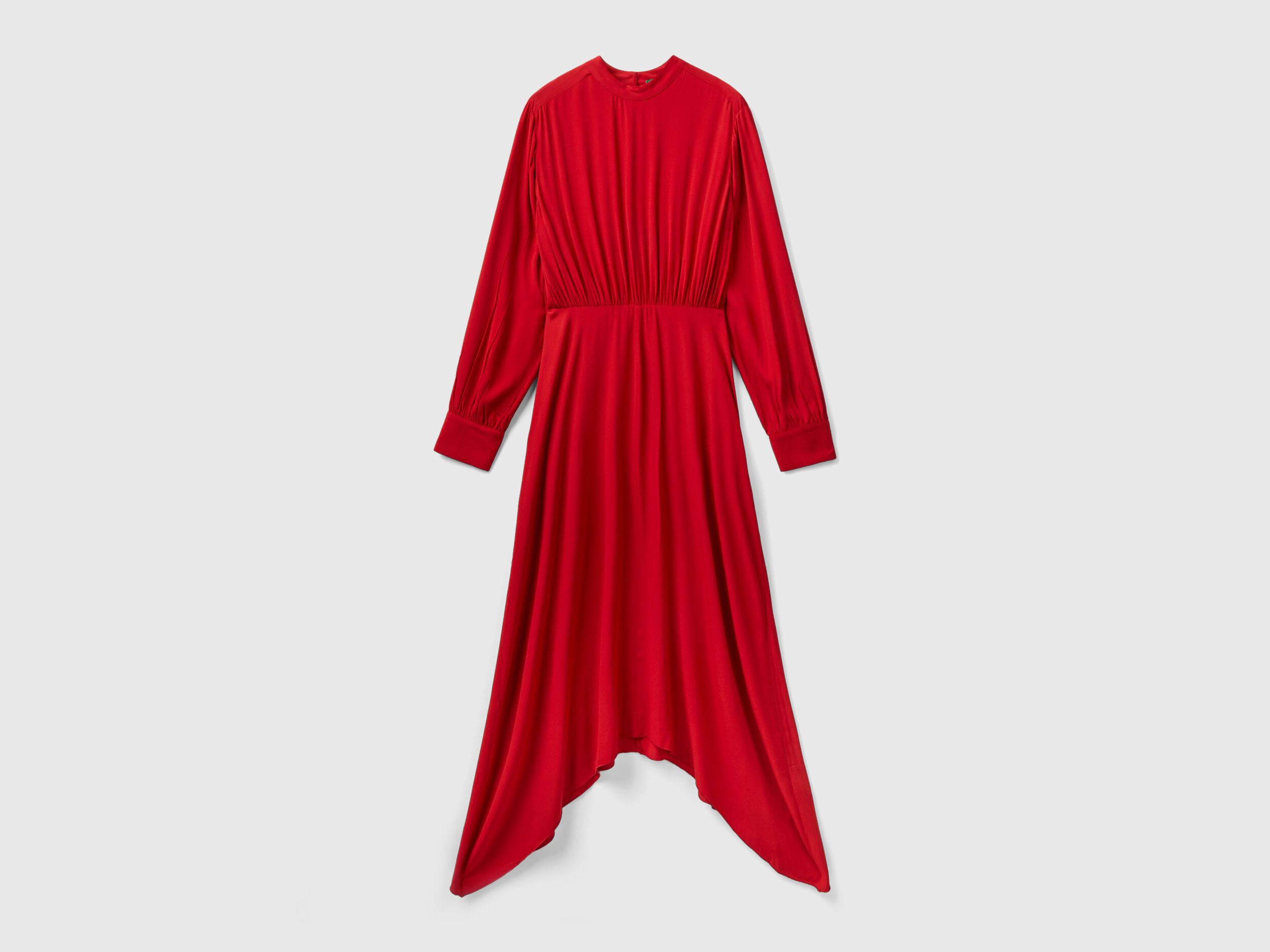 Long dress in flowy viscose Red Benetton