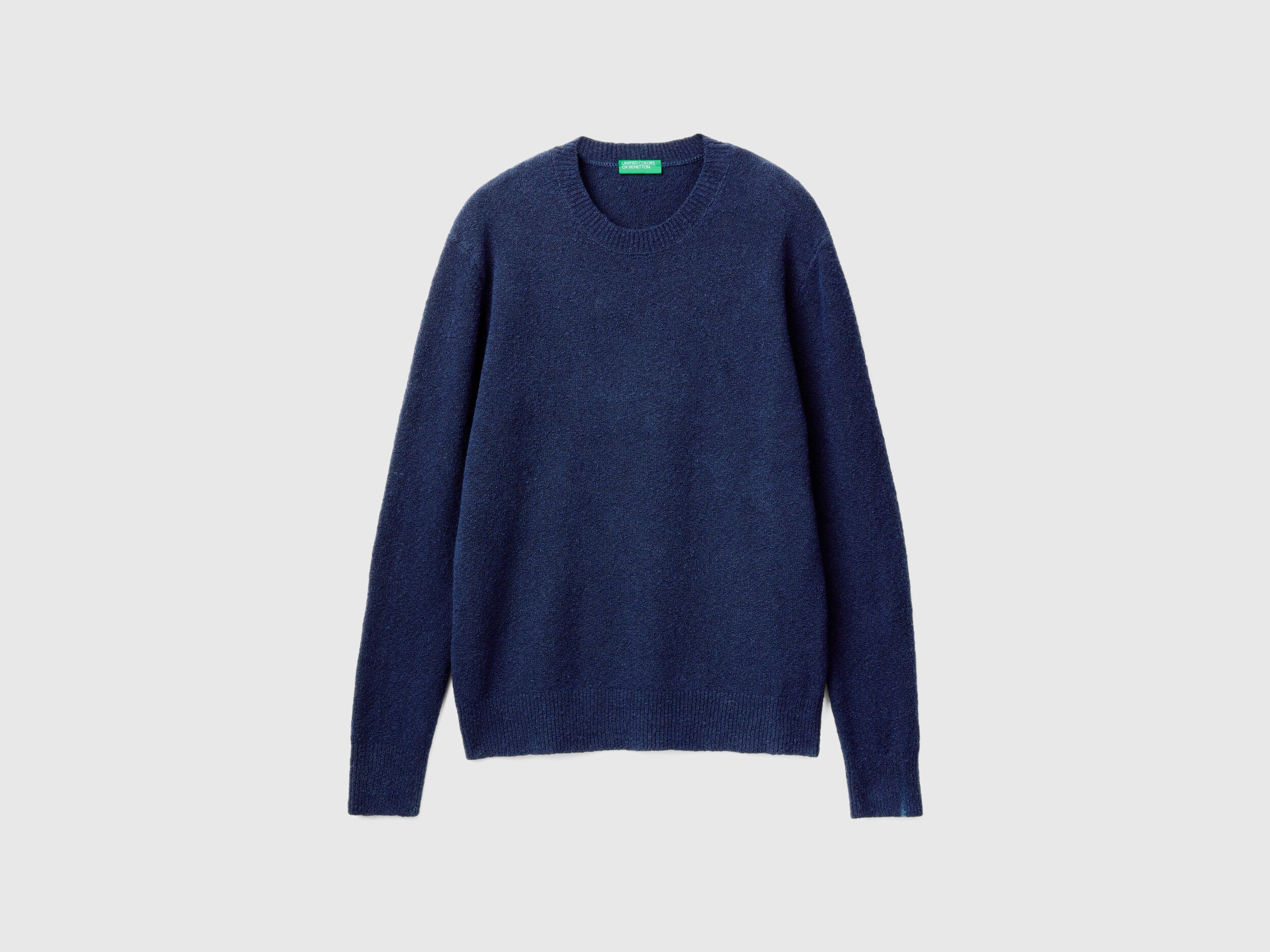 Boucle crew neck sweater Dark Blue Benetton