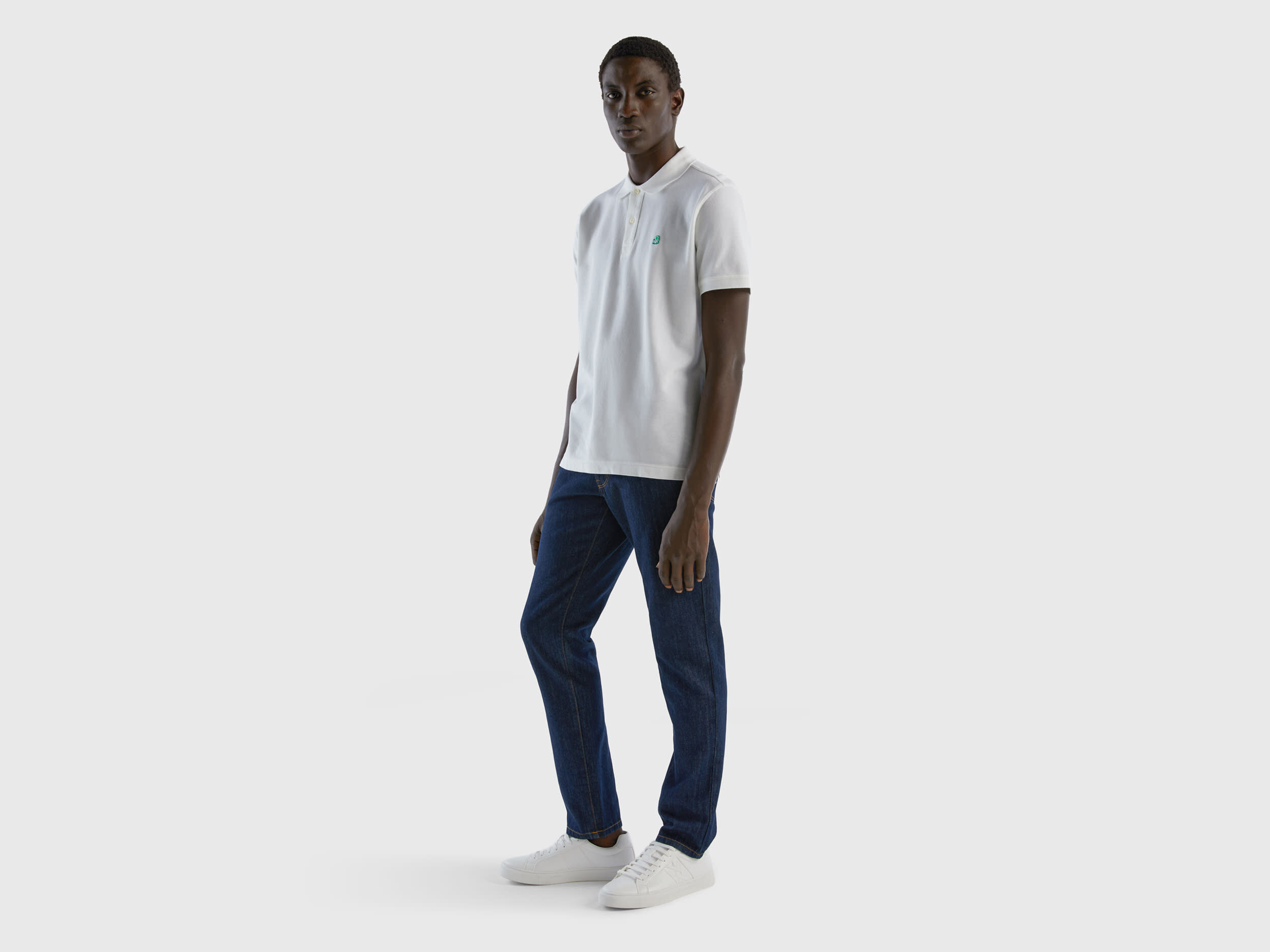White regular fit polo White Benetton