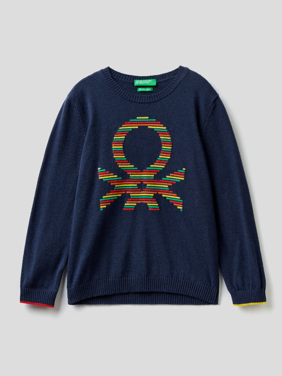 Sweater with multicolored logo
