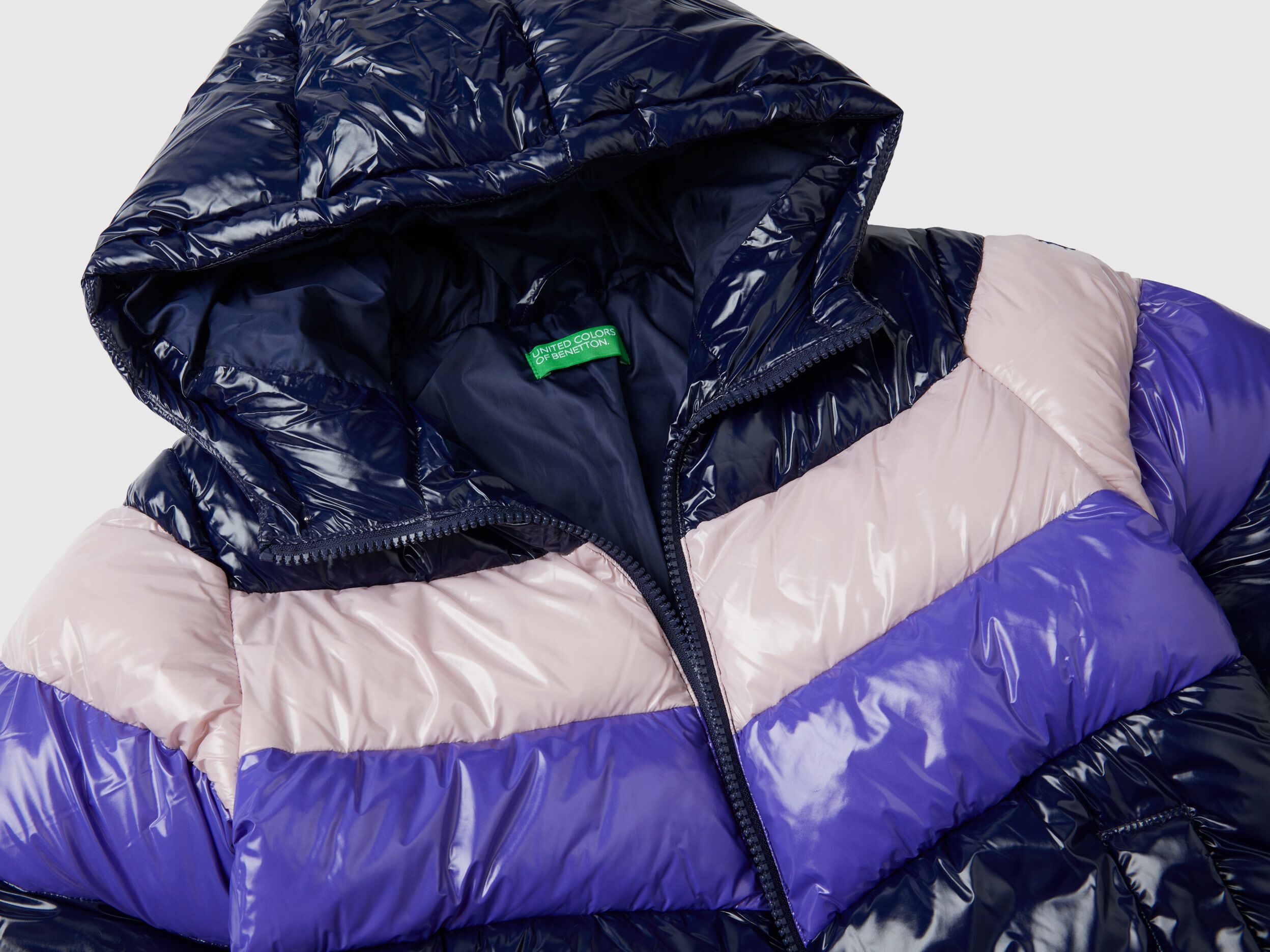 Color block padded jacket Dark Blue Benetton