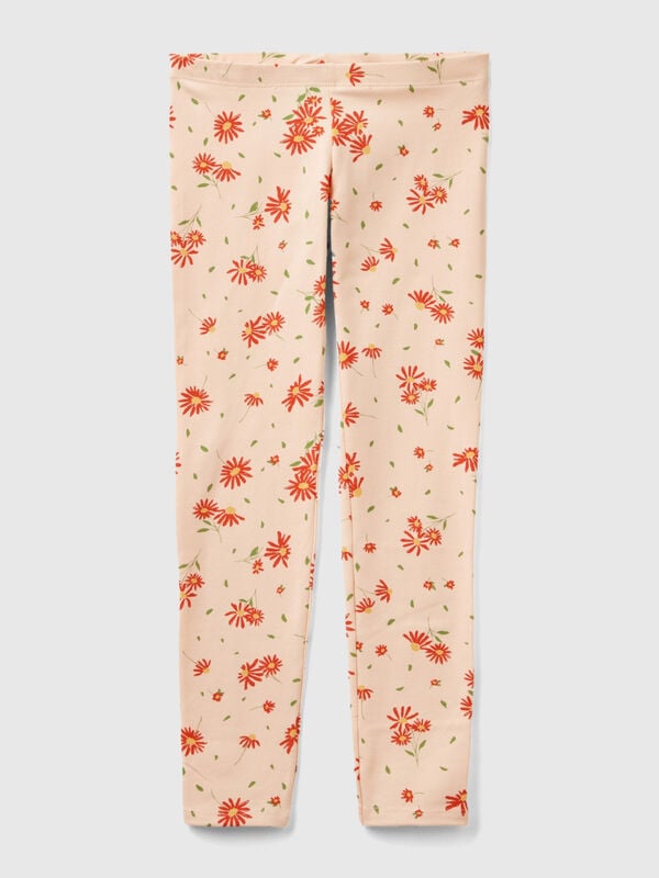 Leggings rosa palo con estampado floral Niña