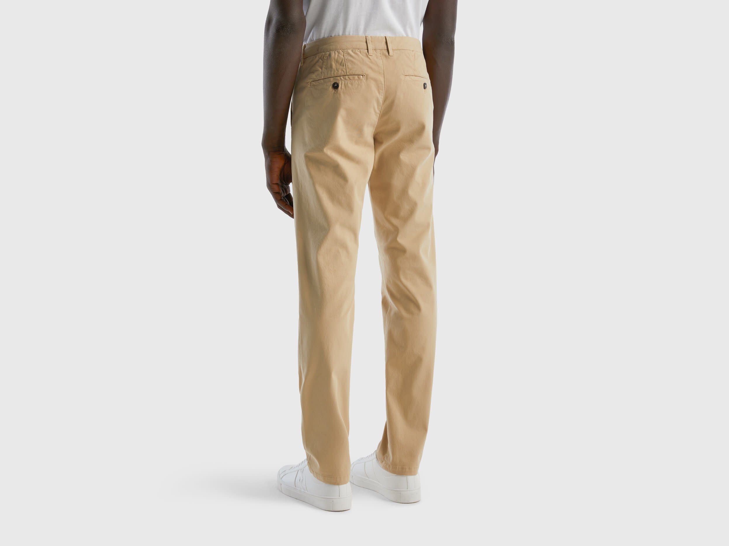 Beige slim fit chinos - Beige | Benetton
