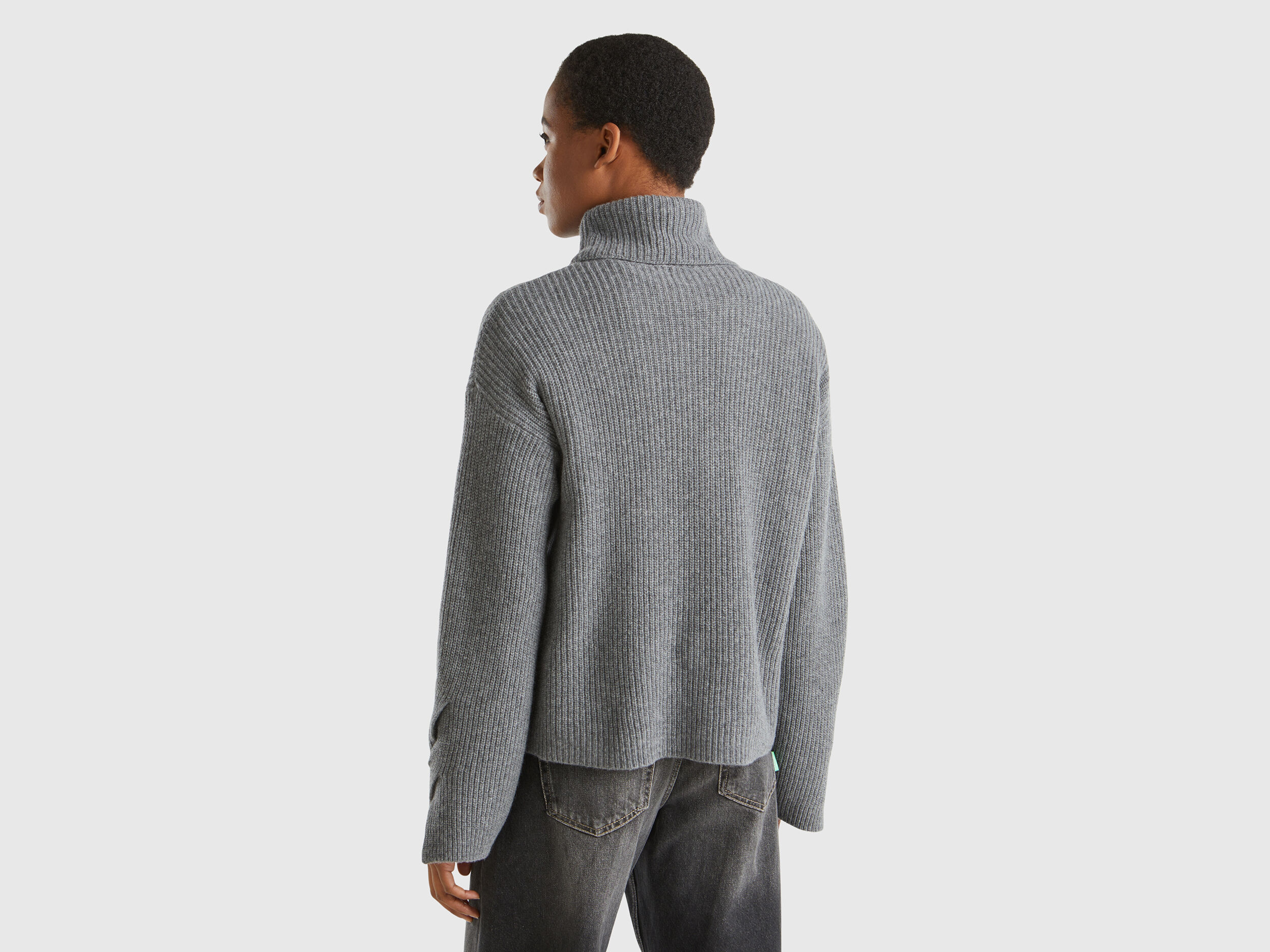 Turtleneck with wide collar - Dark Gray | Benetton Turtleneck with wide collar - Dark Gray | Benetton