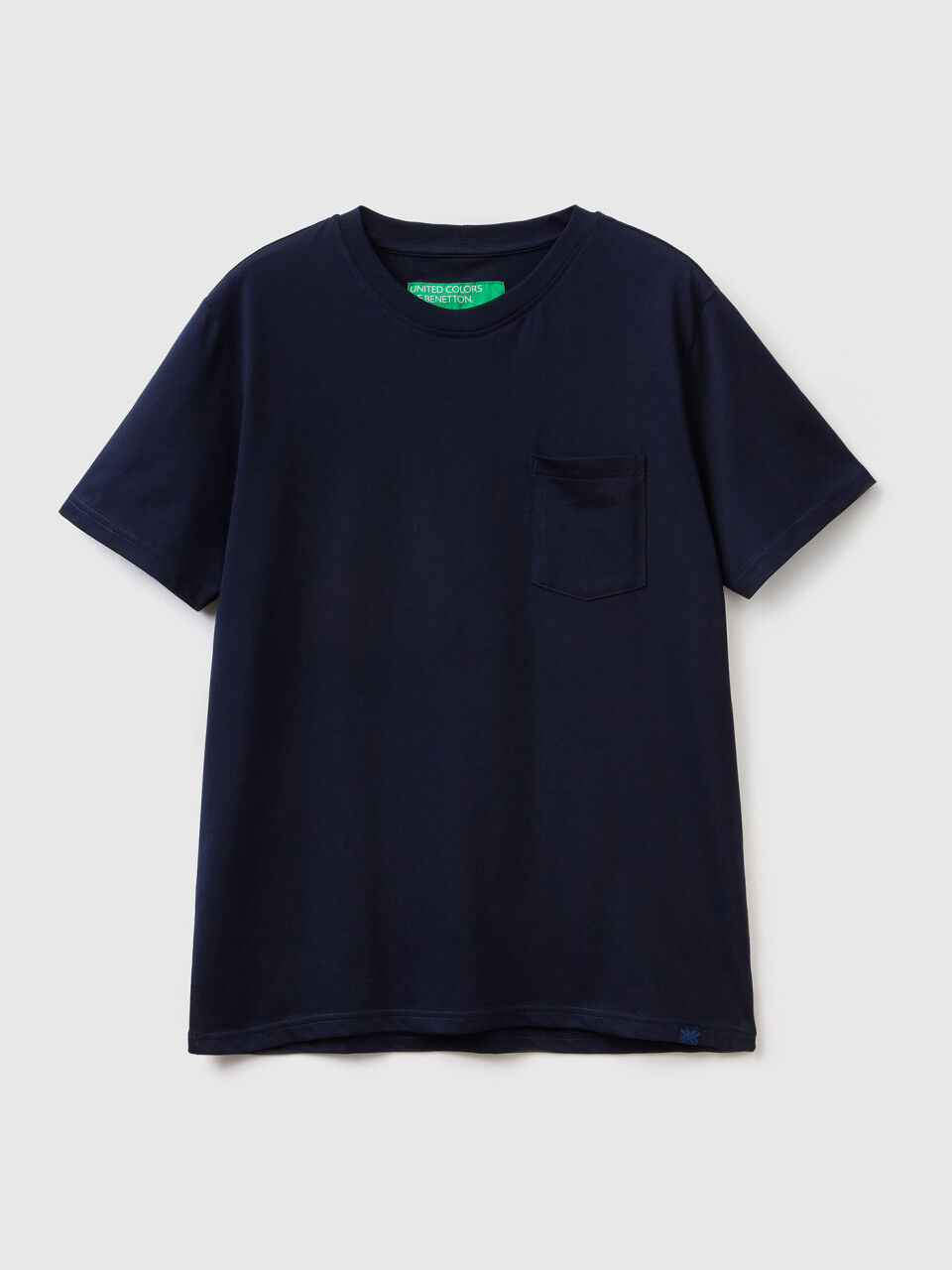 100 cotton t shirt with pocket Dark Blue Benetton