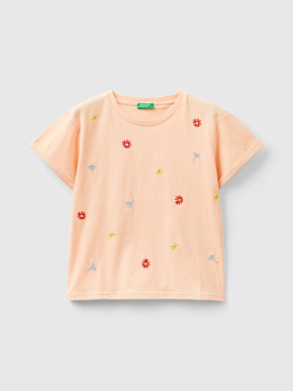 Camiseta con flores bordadas Niña