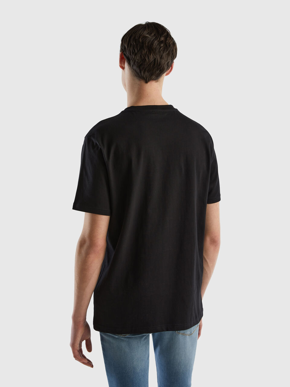 100% organic cotton t-shirt basic | Benetton - Black
