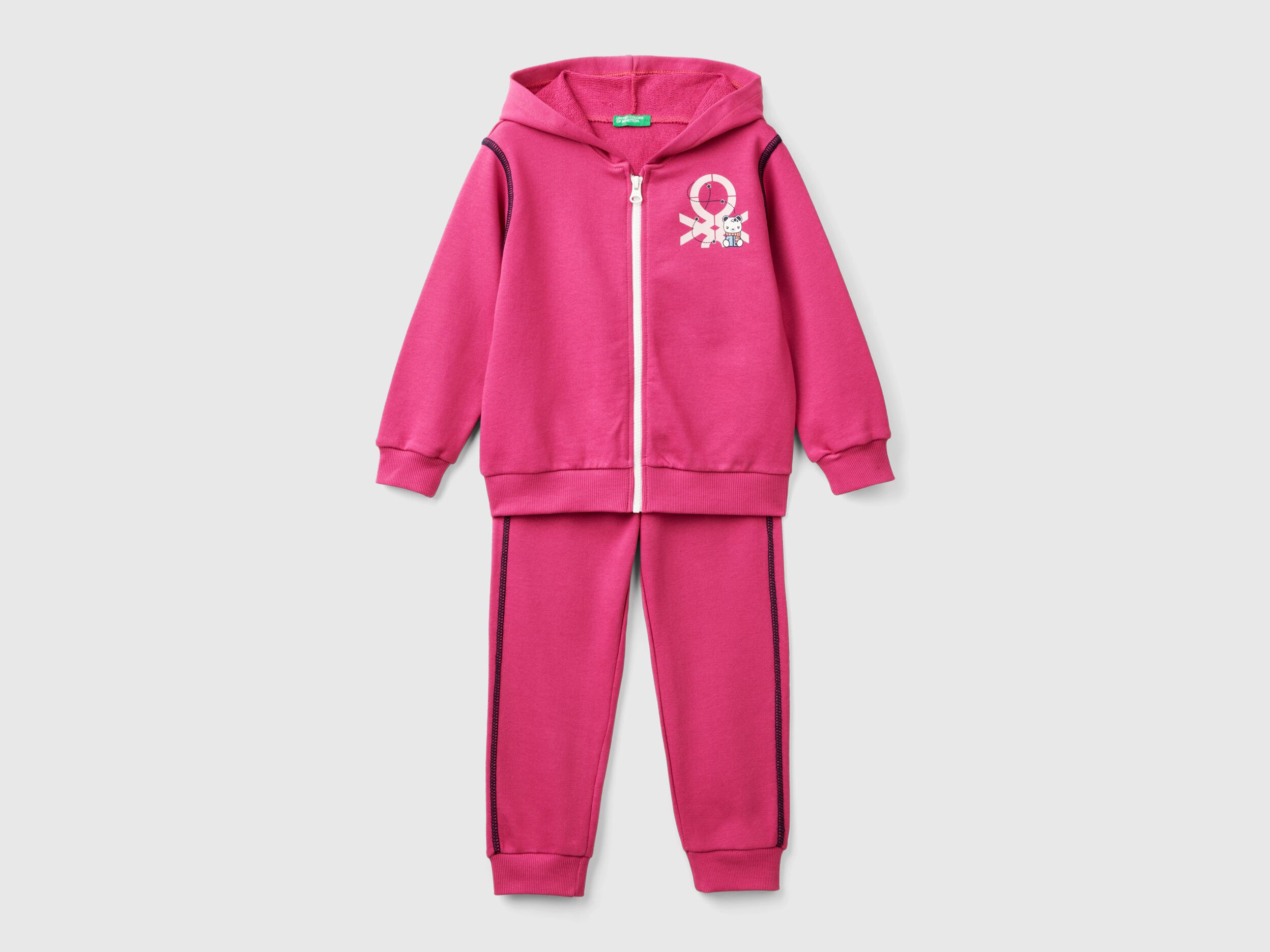 Sweat tracksuit in 100 cotton Fuchsia Benetton