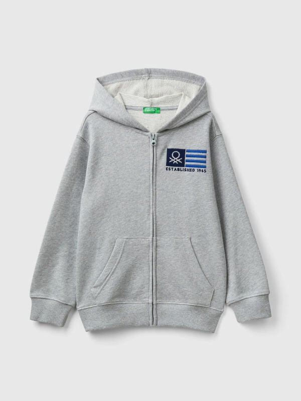 Sudadera con cremallera y bordado de logotipo Niño