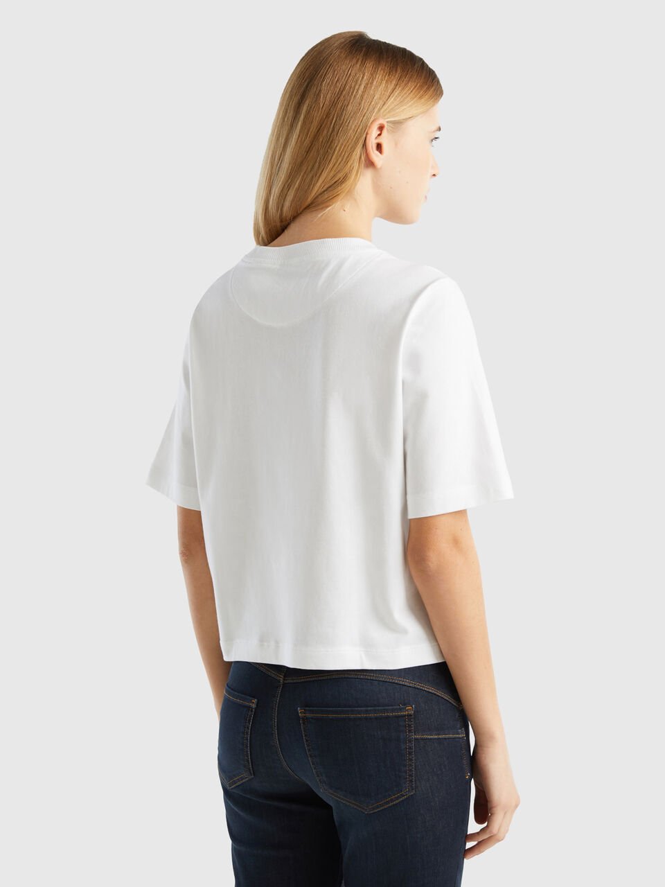 100% cotton boxy fit t-shirt | - White Benetton
